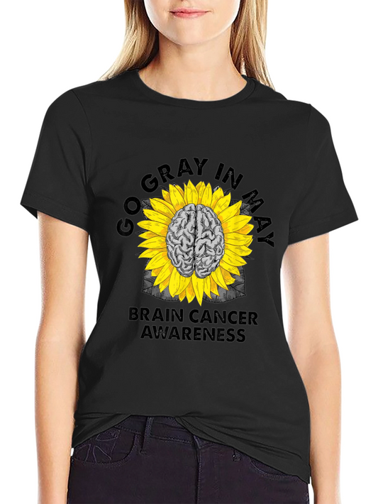 Go Gray in May Brain Cancer Awareness Sunflower T-Shirt