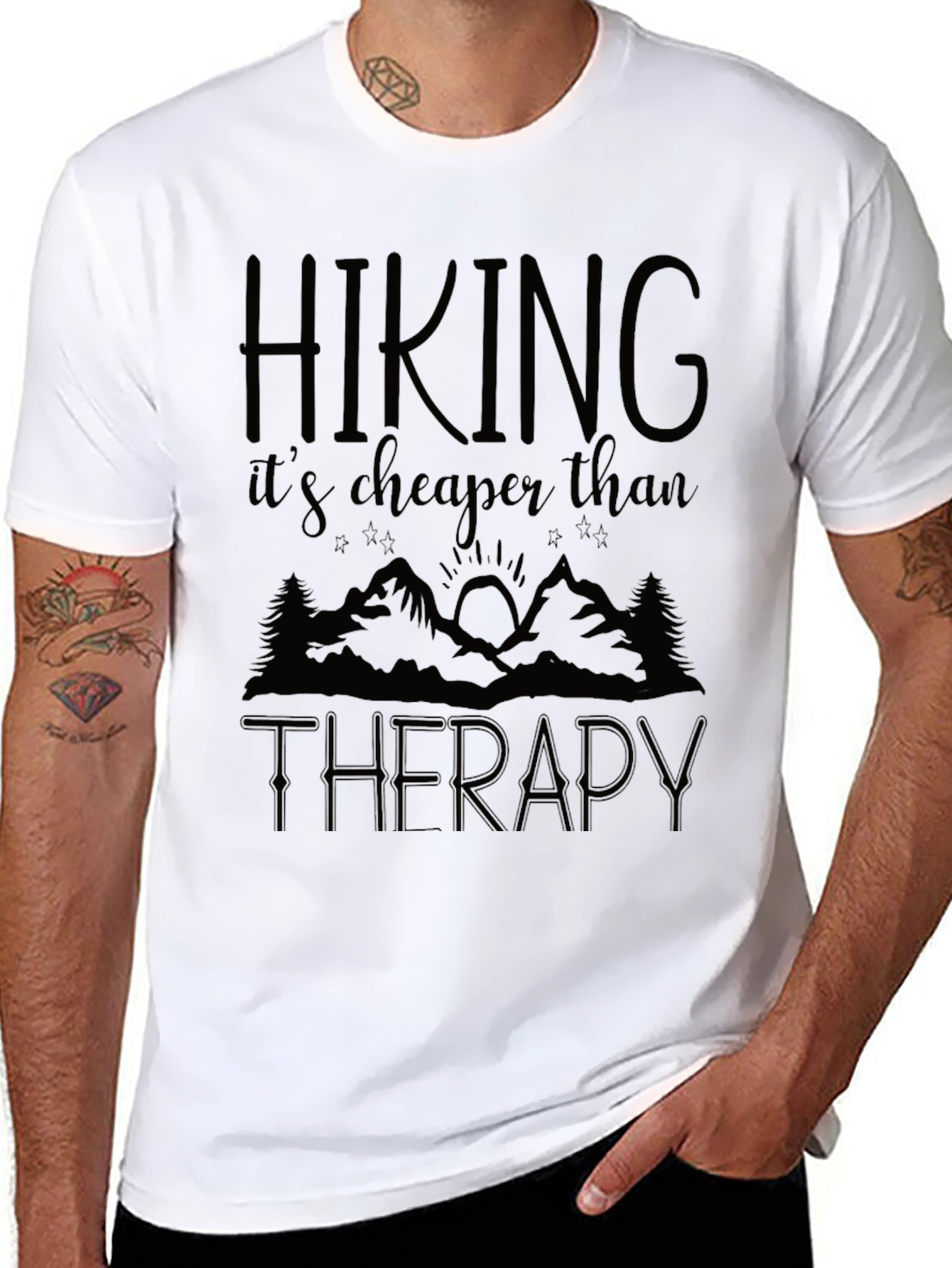 Hiking is Cheaper Than Therapy Graphic T-Shirt