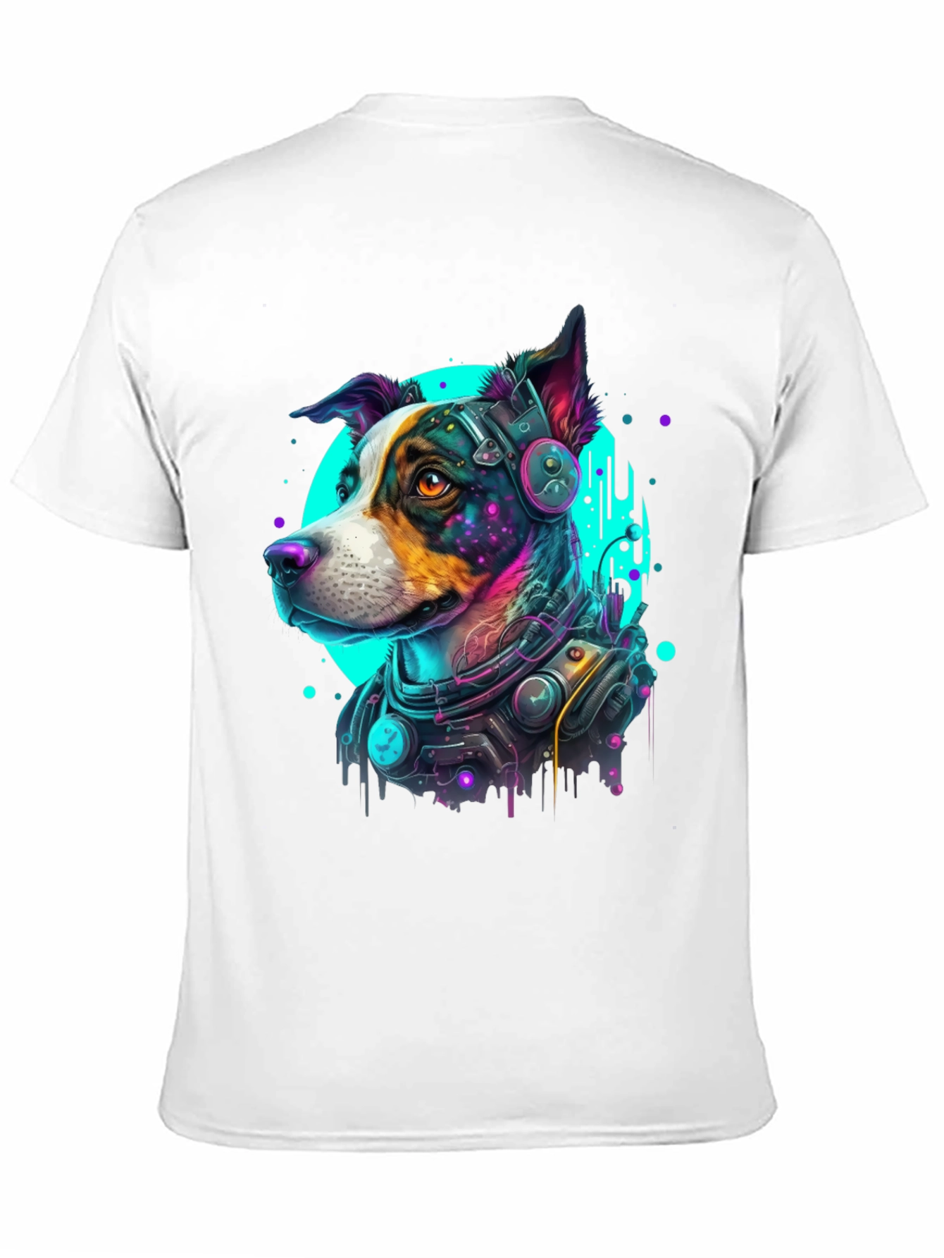 Cyberpunk Dog Graphic Tee - Futuristic Canine Style