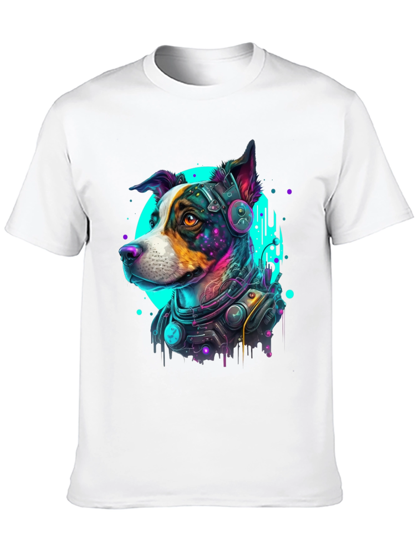 Cyberpunk Dog Graphic Tee - Futuristic Canine Style