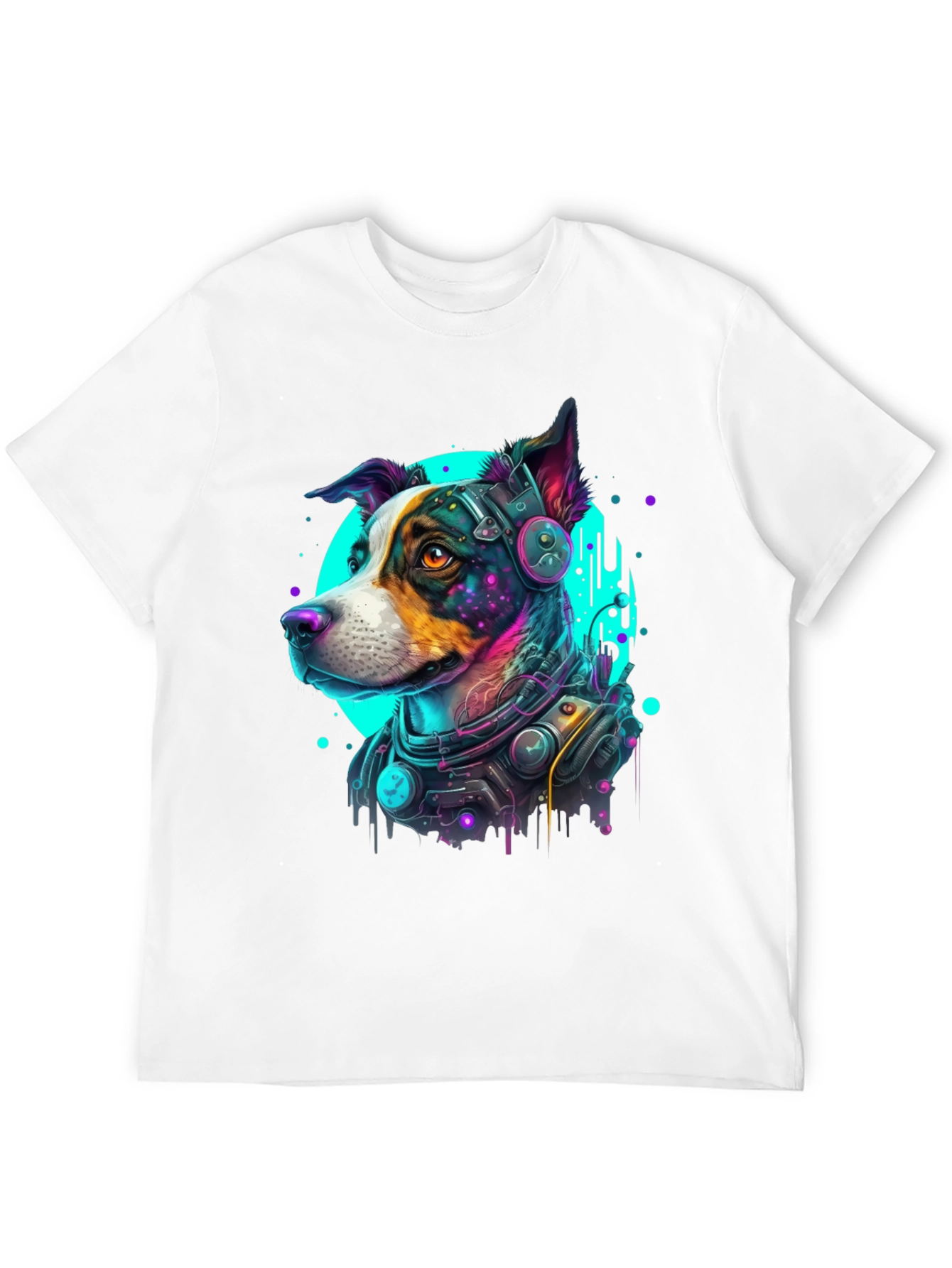 Cyberpunk Dog Graphic Tee - Futuristic Canine Style