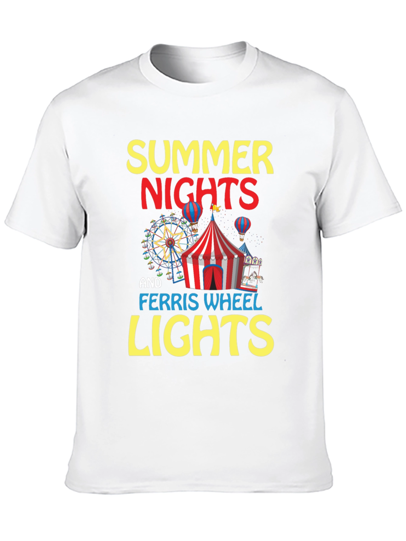 Summer Nights and Ferris Wheel Lights Black T-Shirt
