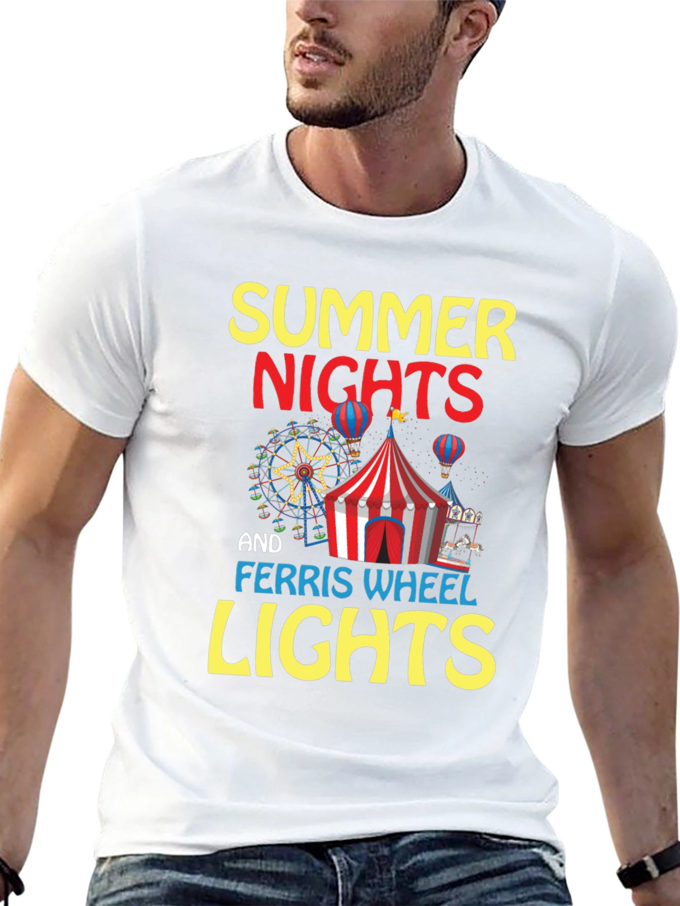 Summer Nights and Ferris Wheel Lights Black T-Shirt
