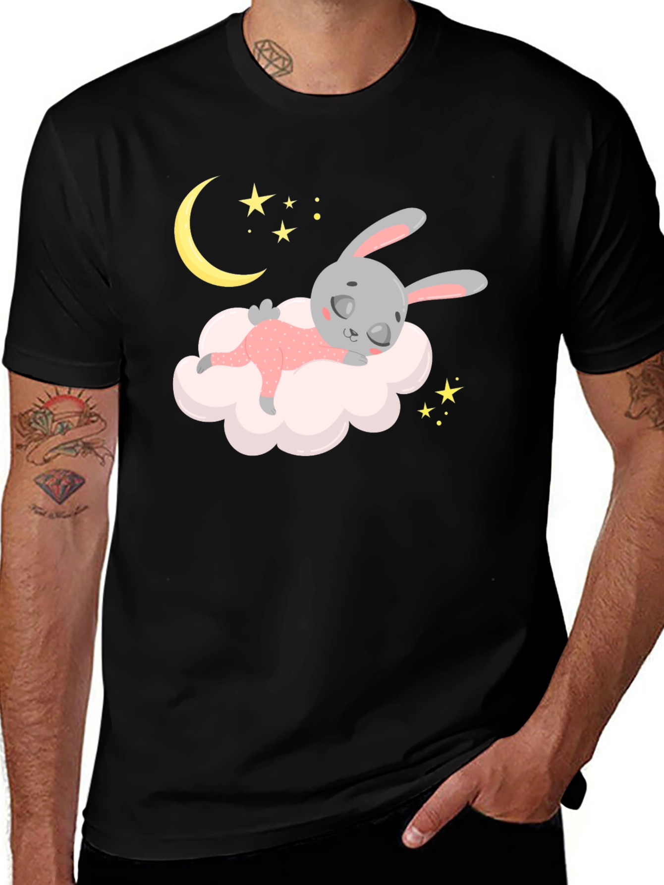Dreamy Bunny Black T-Shirt