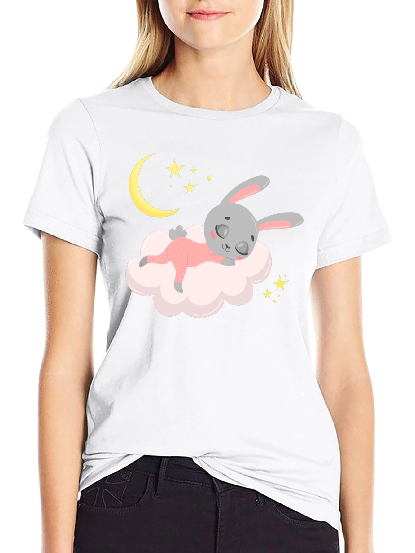 Dreamy Bunny Black T-Shirt