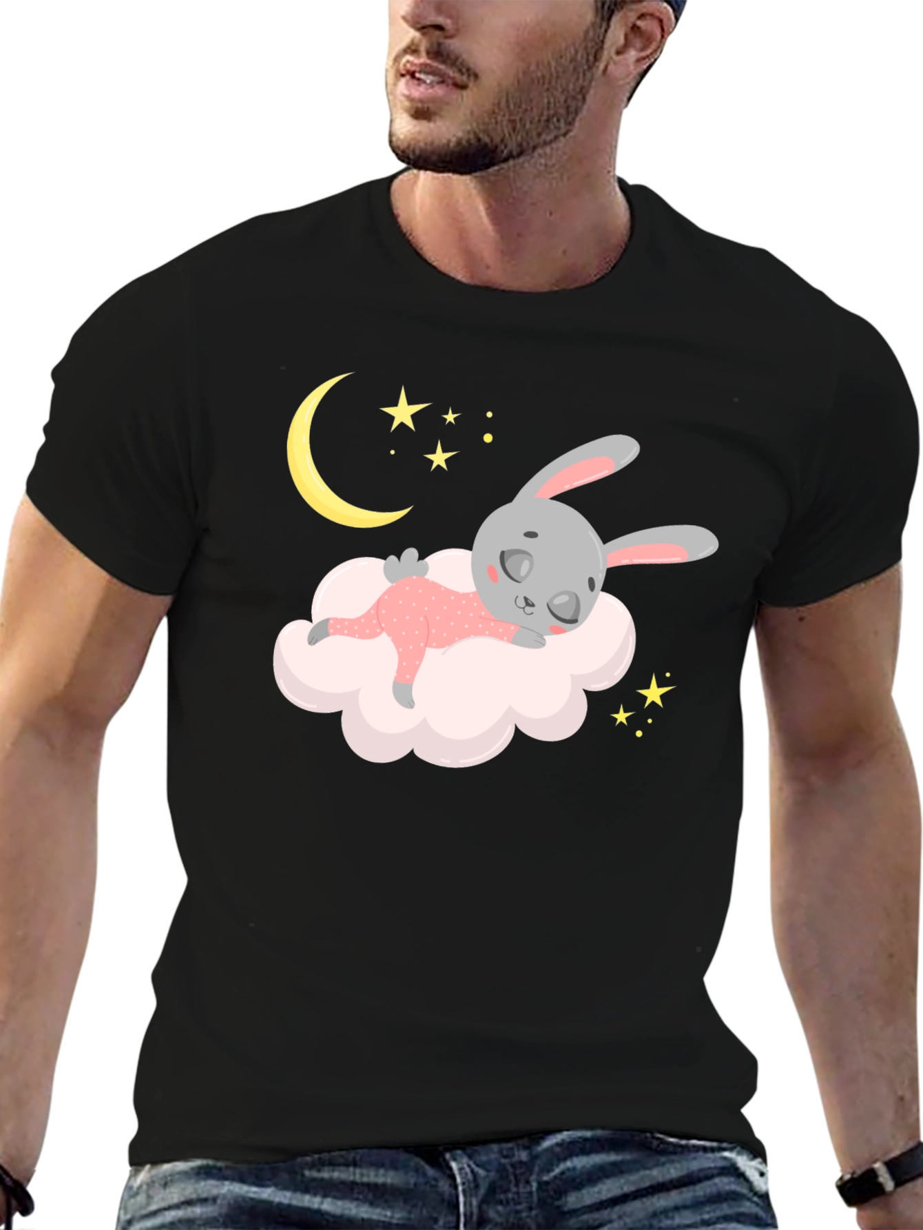 Dreamy Bunny Black T-Shirt