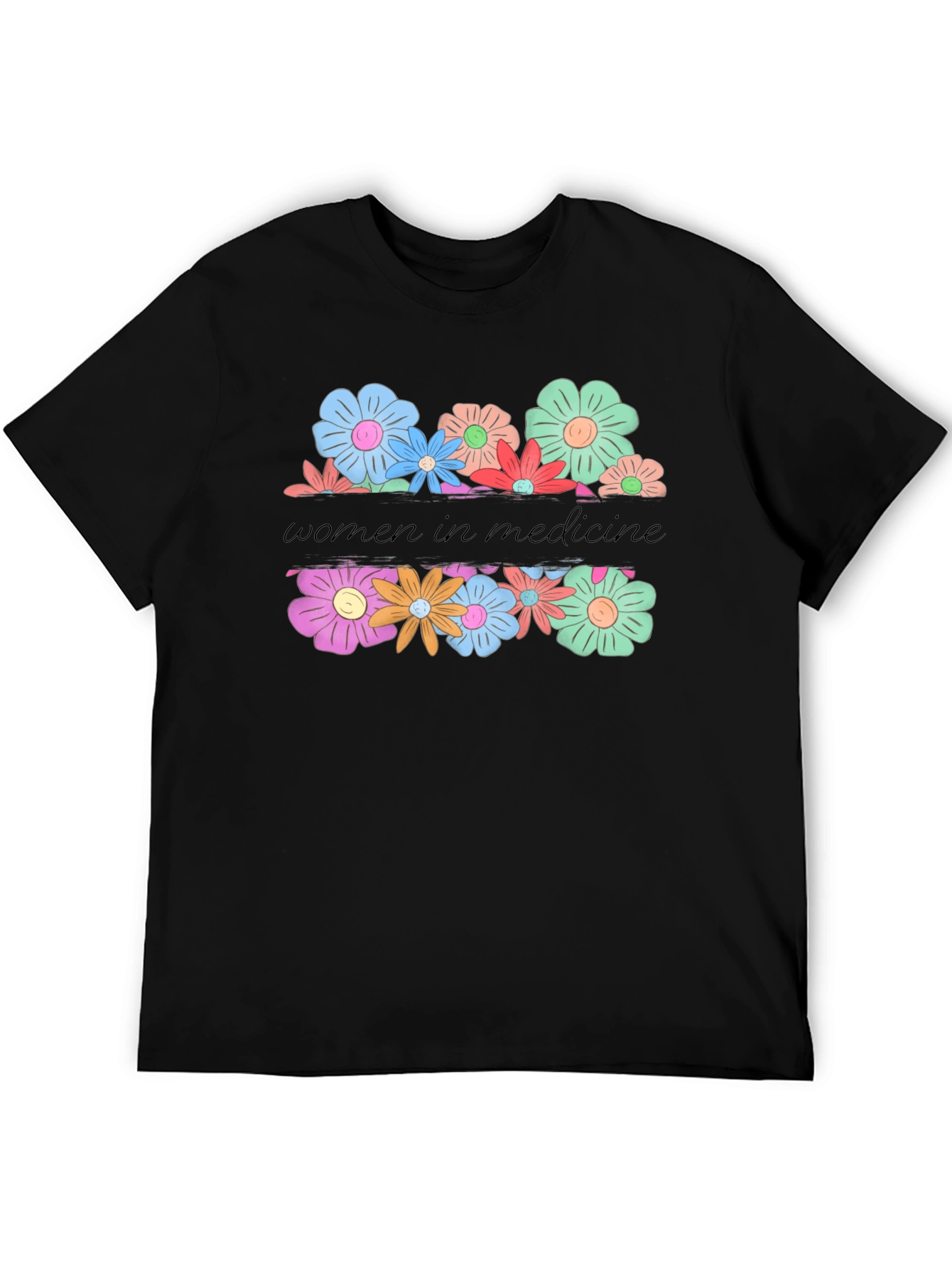 Women in Medicine Floral Graphic Tee - Black
