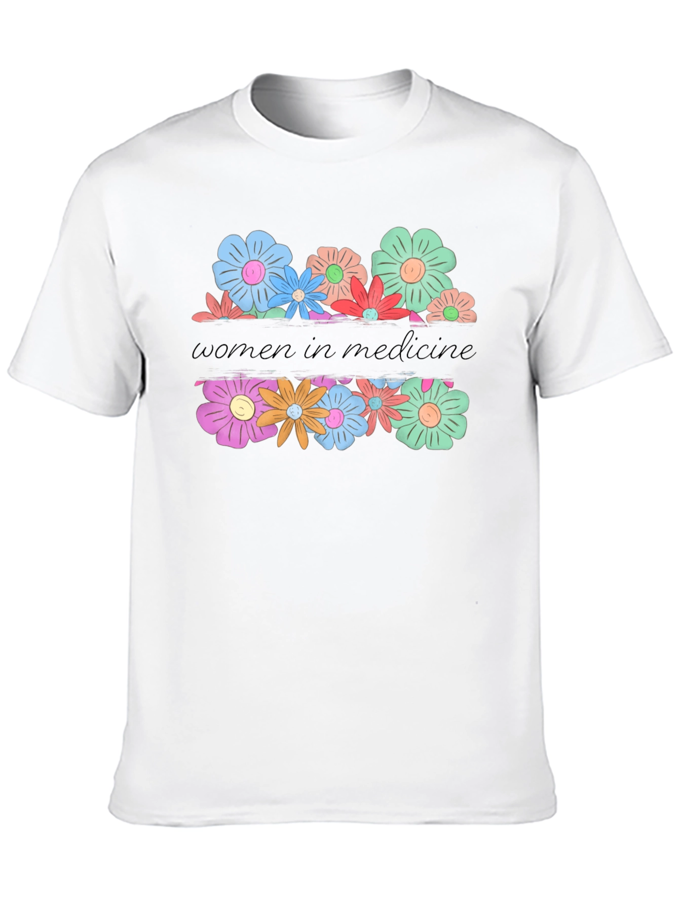 Women in Medicine Floral Graphic Tee - Black