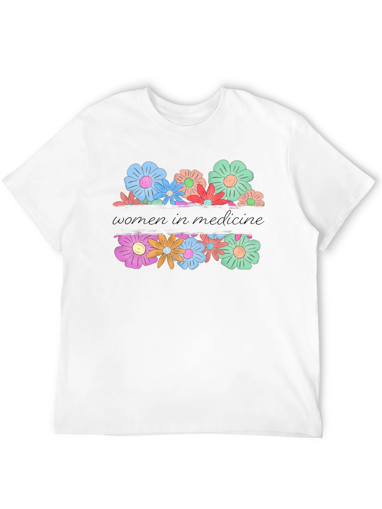 Women in Medicine Floral Graphic Tee - Black