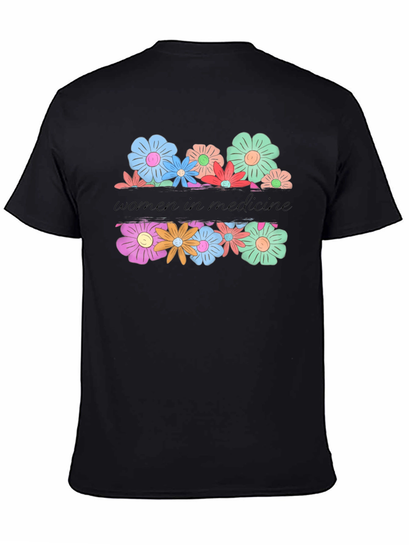 Women in Medicine Floral Graphic Tee - Black