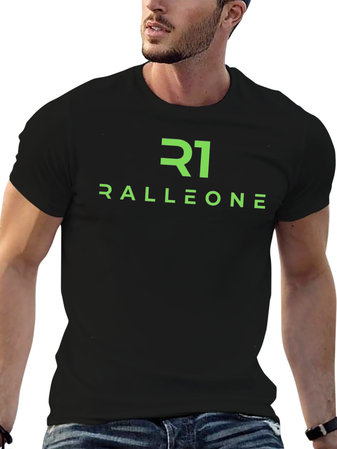 Ralleone Black T-Shirt - Green Logo