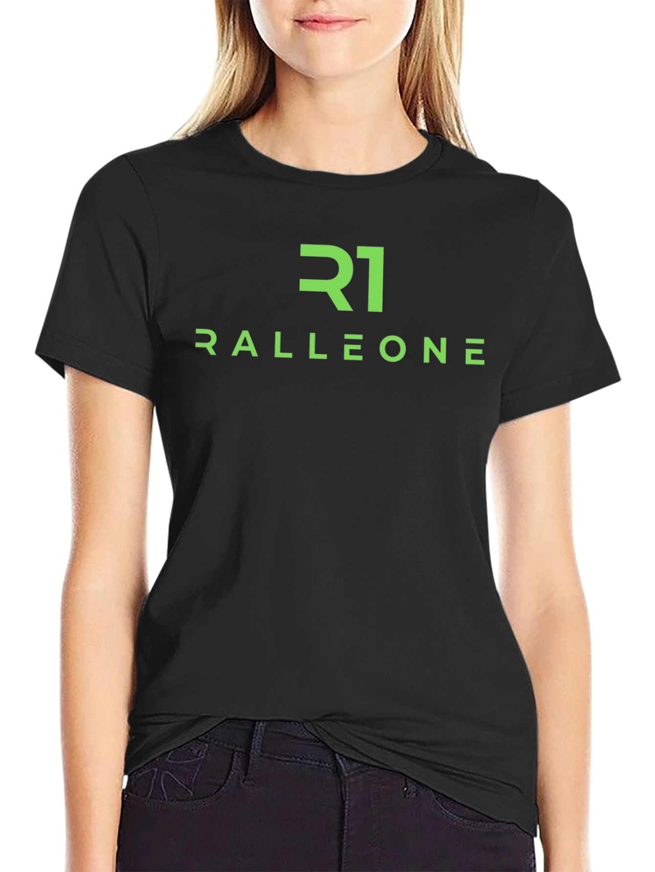 Ralleone Black T-Shirt - Green Logo