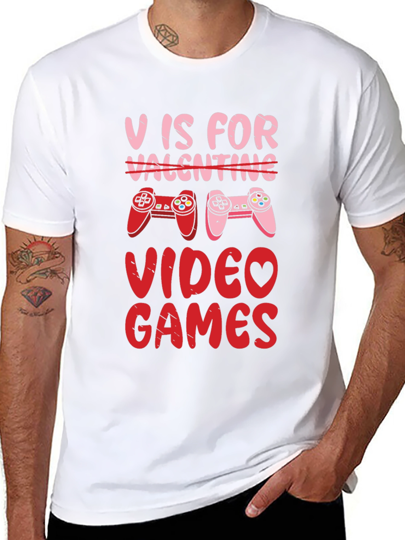 V is for Video Games Valentines Day T-Shirt