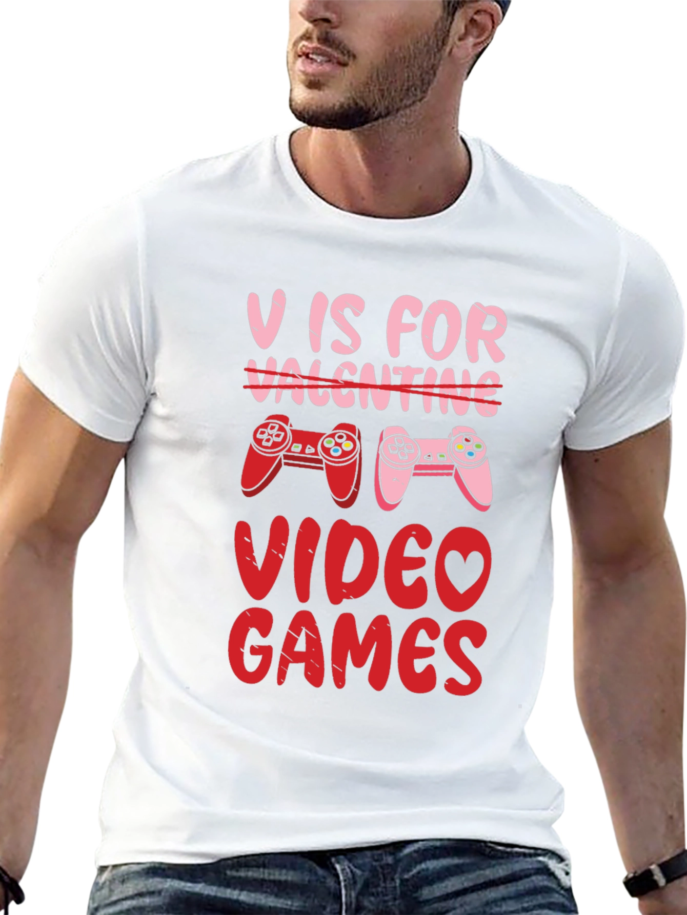 V is for Video Games Valentines Day T-Shirt