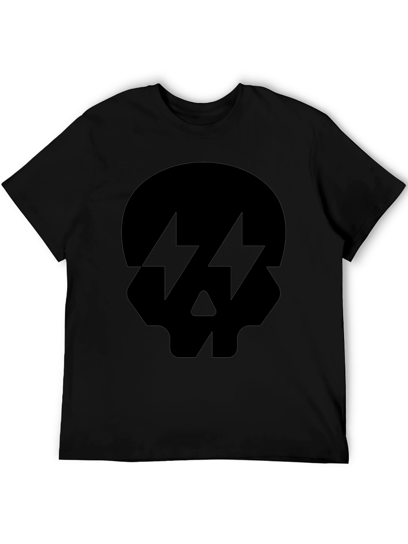 Skull Lightning Bolt Graphic Tee - Black