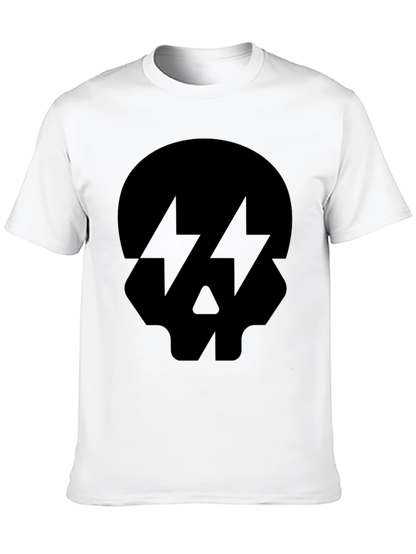 Skull Lightning Bolt Graphic Tee - Black