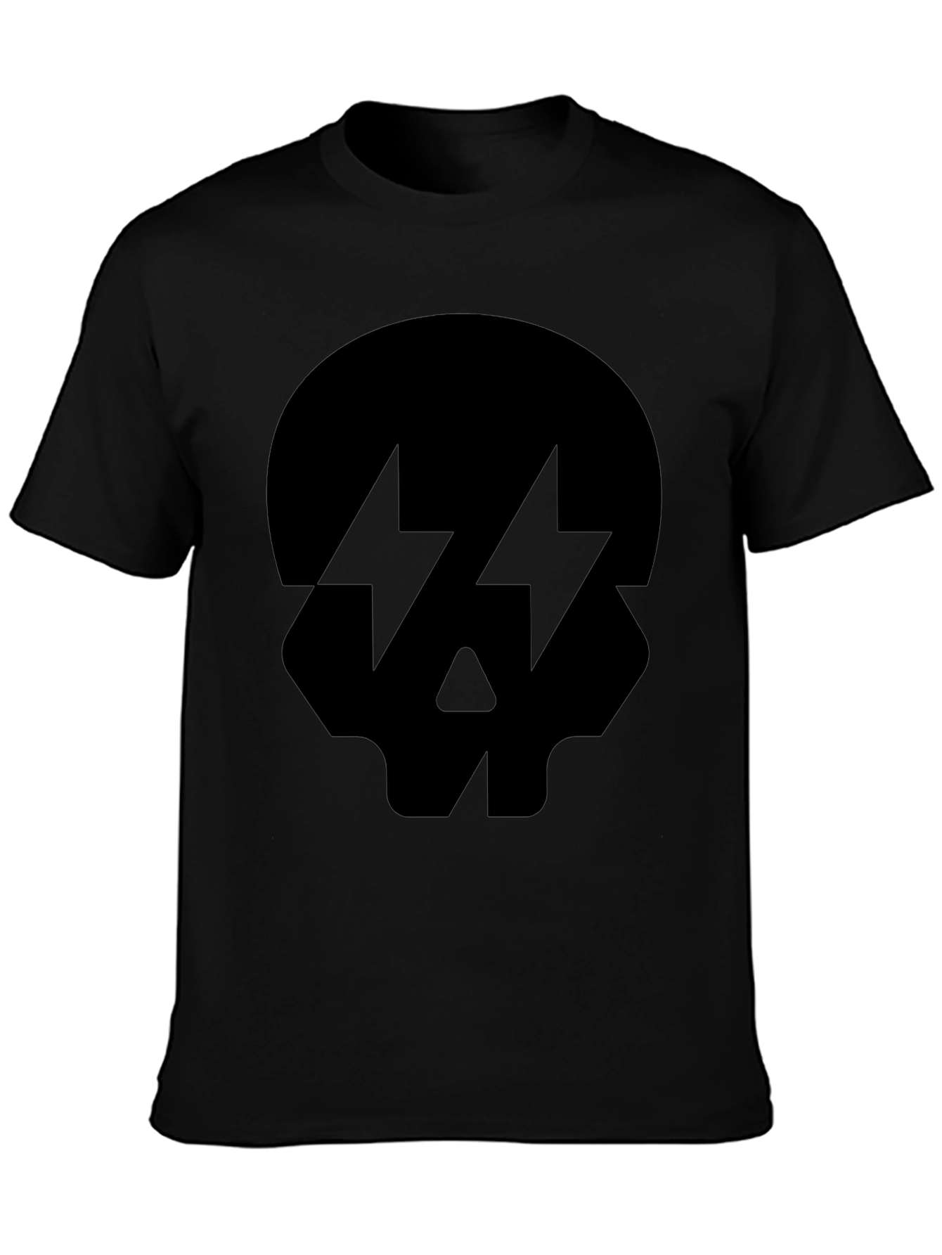 Skull Lightning Bolt Graphic Tee - Black