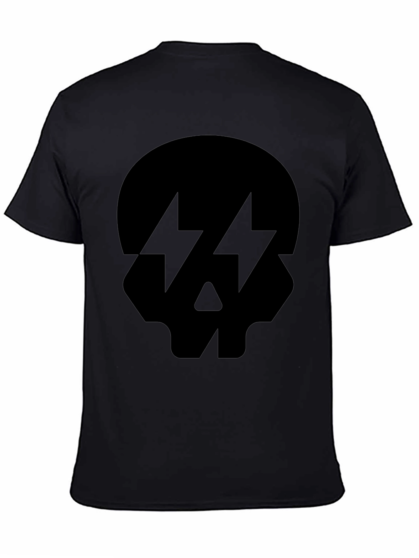 Skull Lightning Bolt Graphic Tee - Black