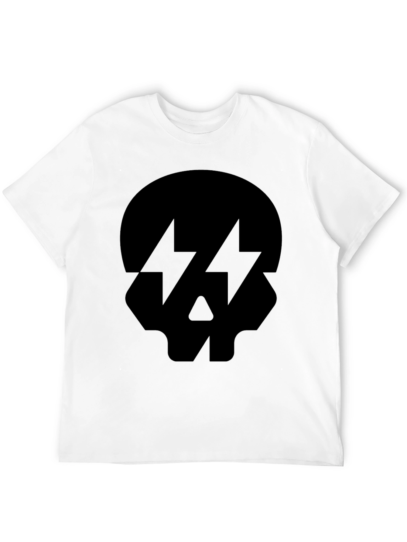 Skull Lightning Bolt Graphic Tee - Black