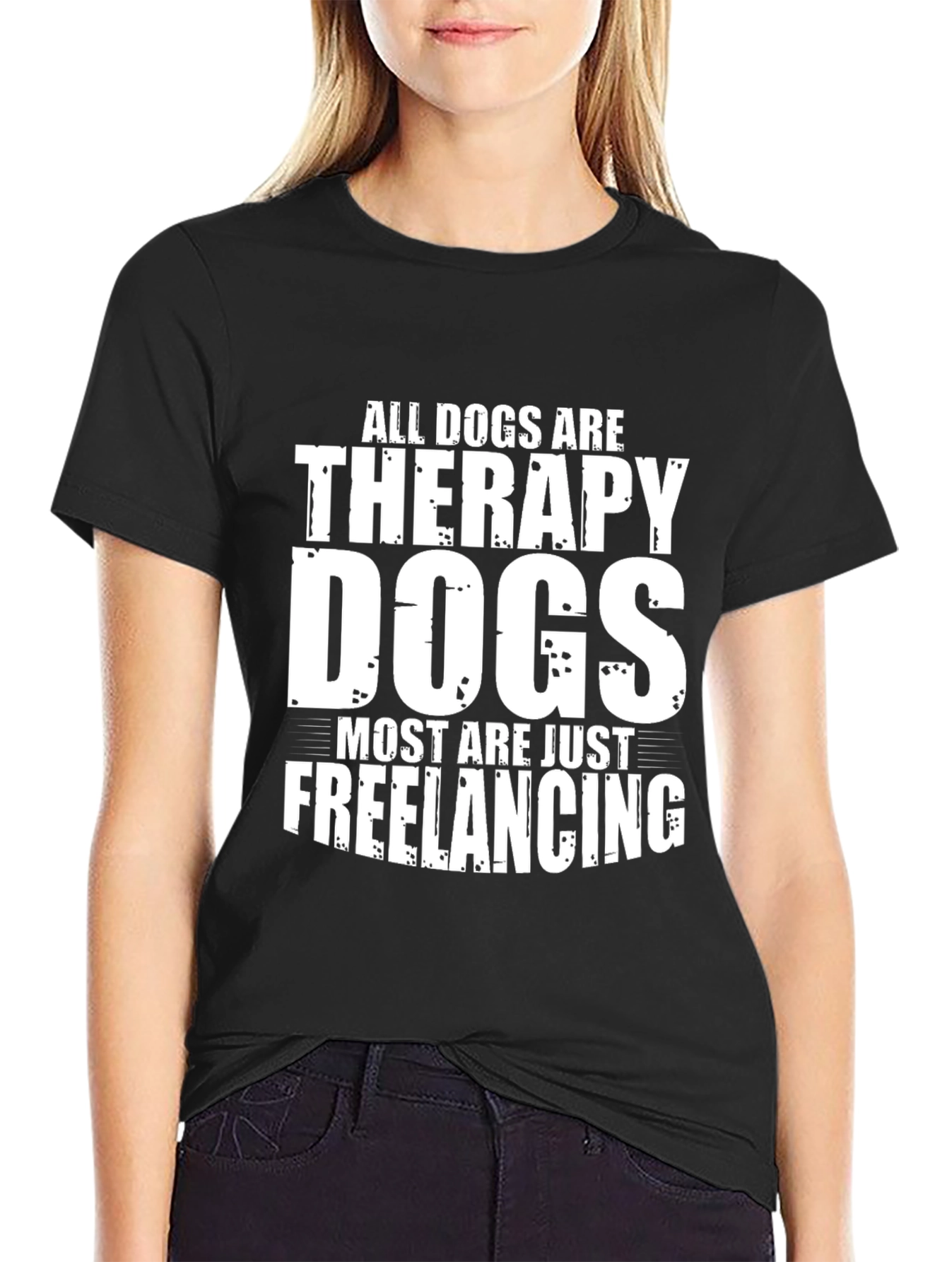 Dog Therapy Freelancing Black T-Shirt