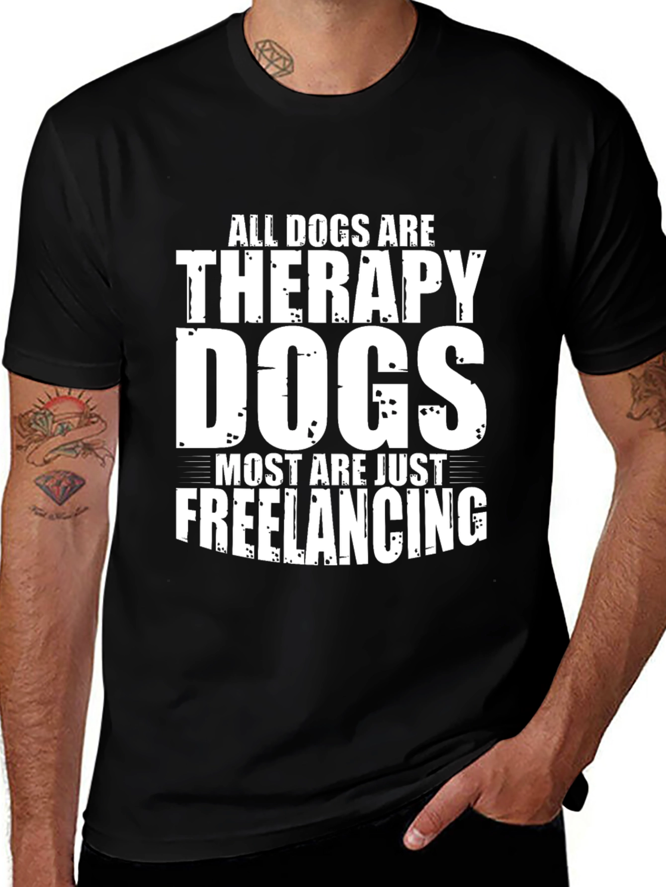 Dog Therapy Freelancing Black T-Shirt