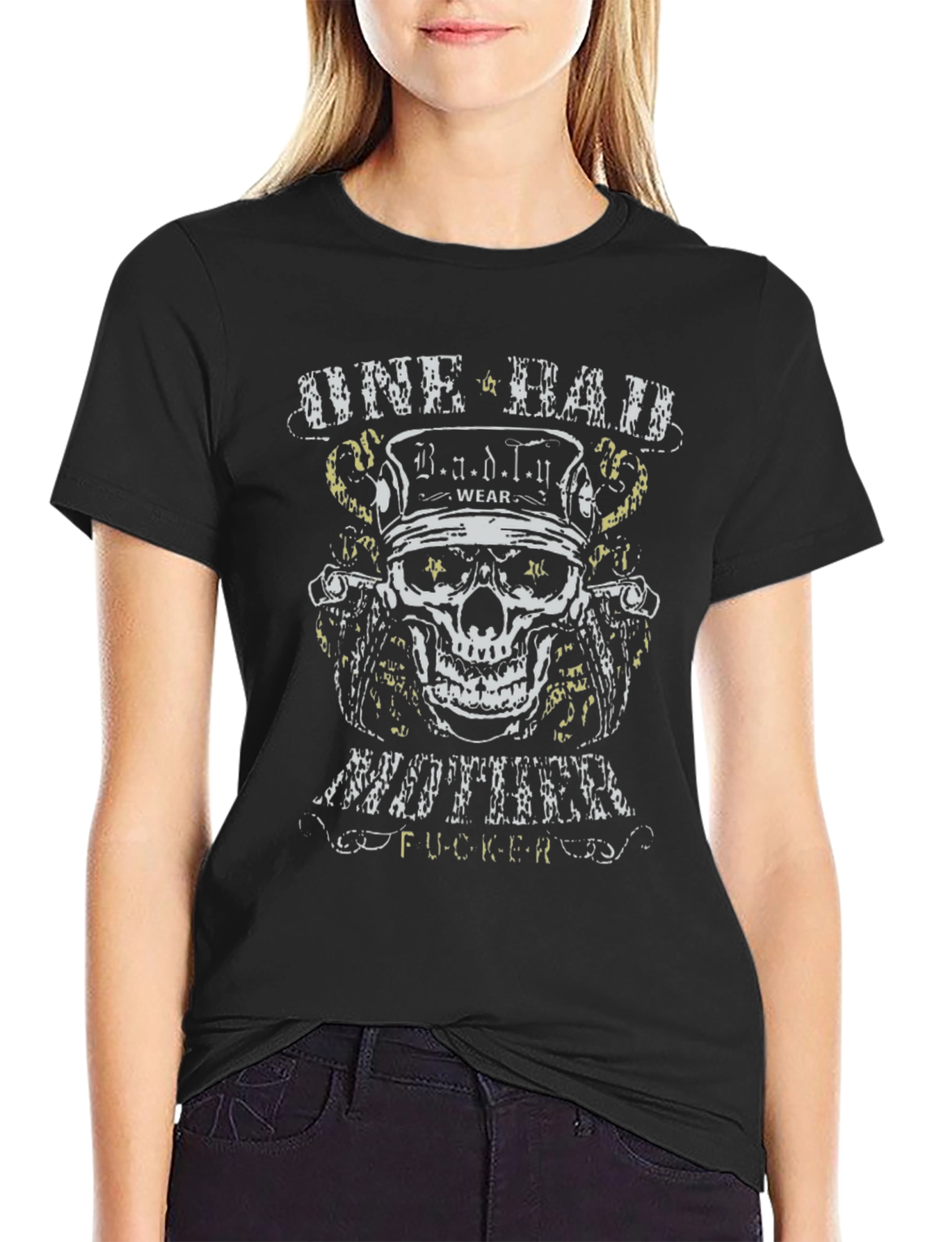 One Bad Mother F*cker Skull Graphic T-Shirt