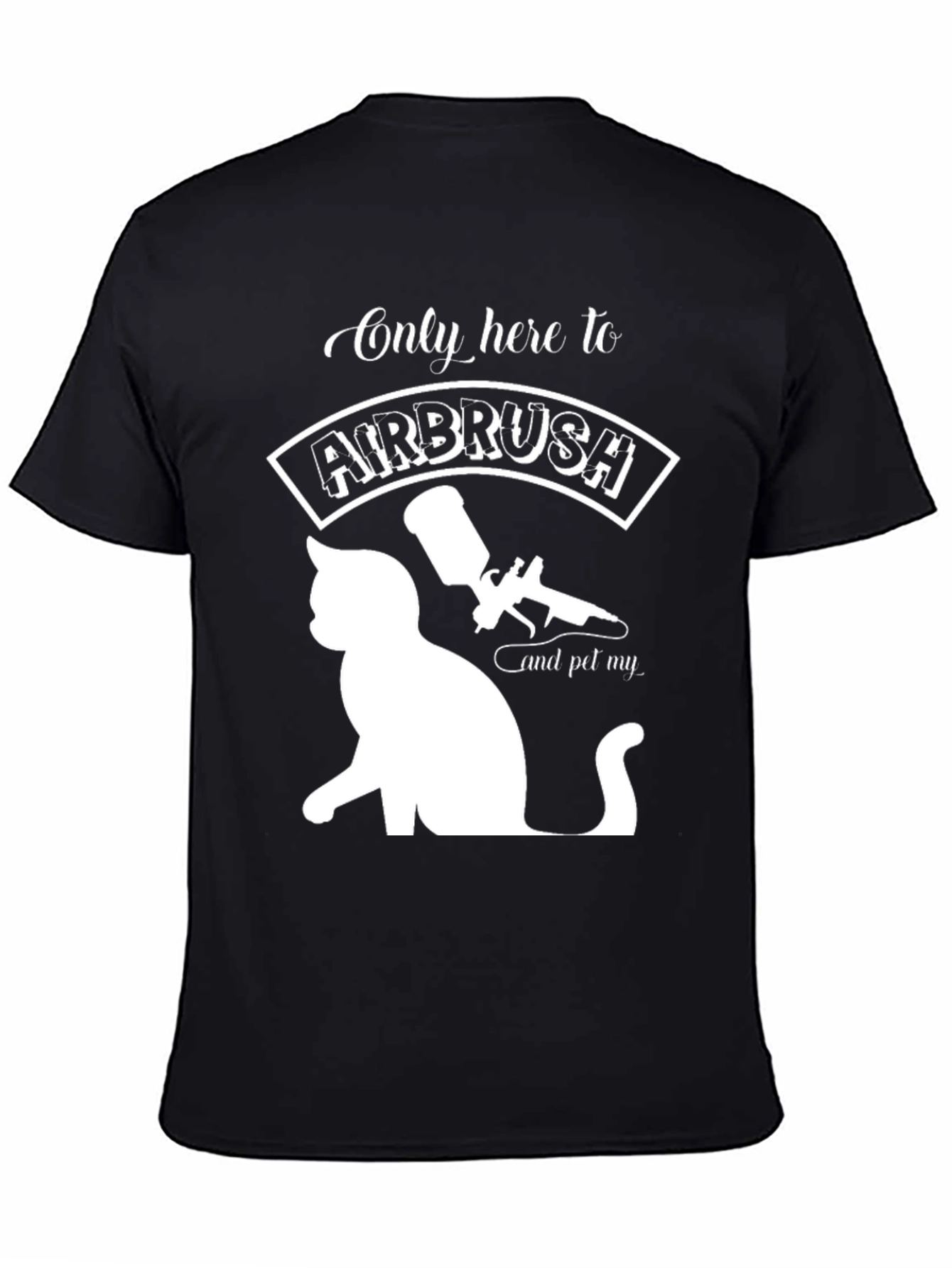 Airbrush & Pet Cat Black T-Shirt