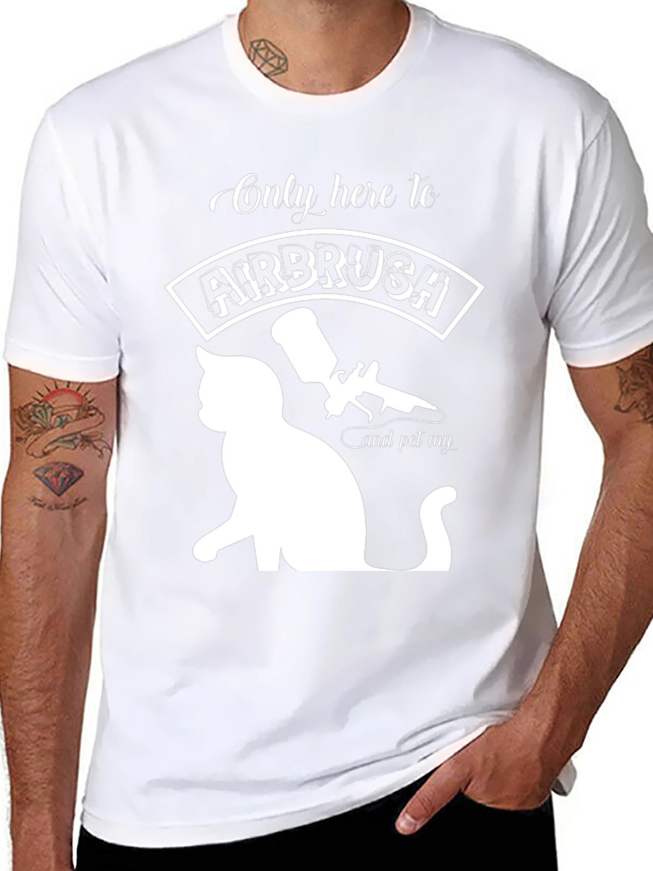 Airbrush & Pet Cat Black T-Shirt