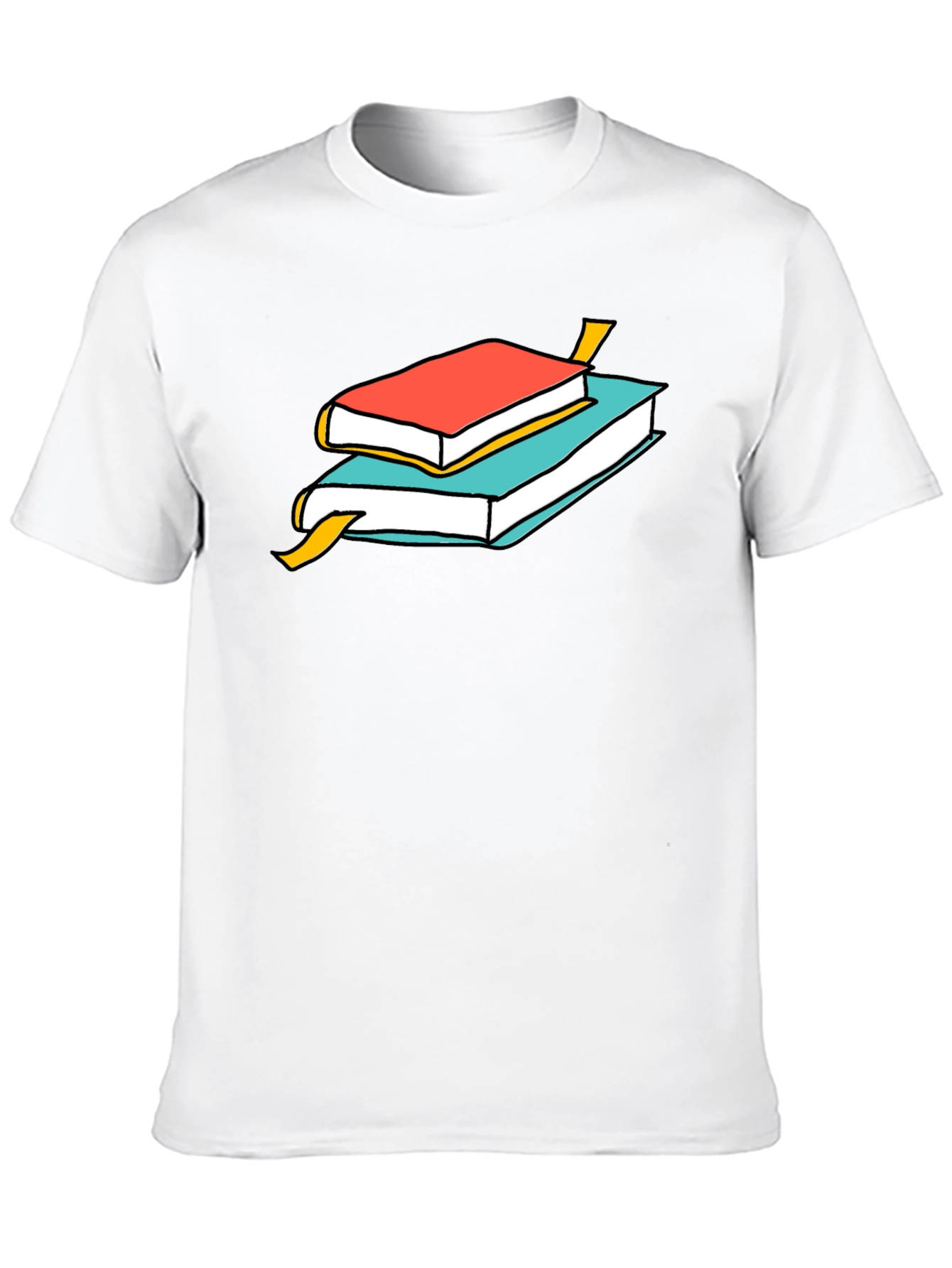 Book Stack Graphic Tee - Casual Cotton T-Shirt