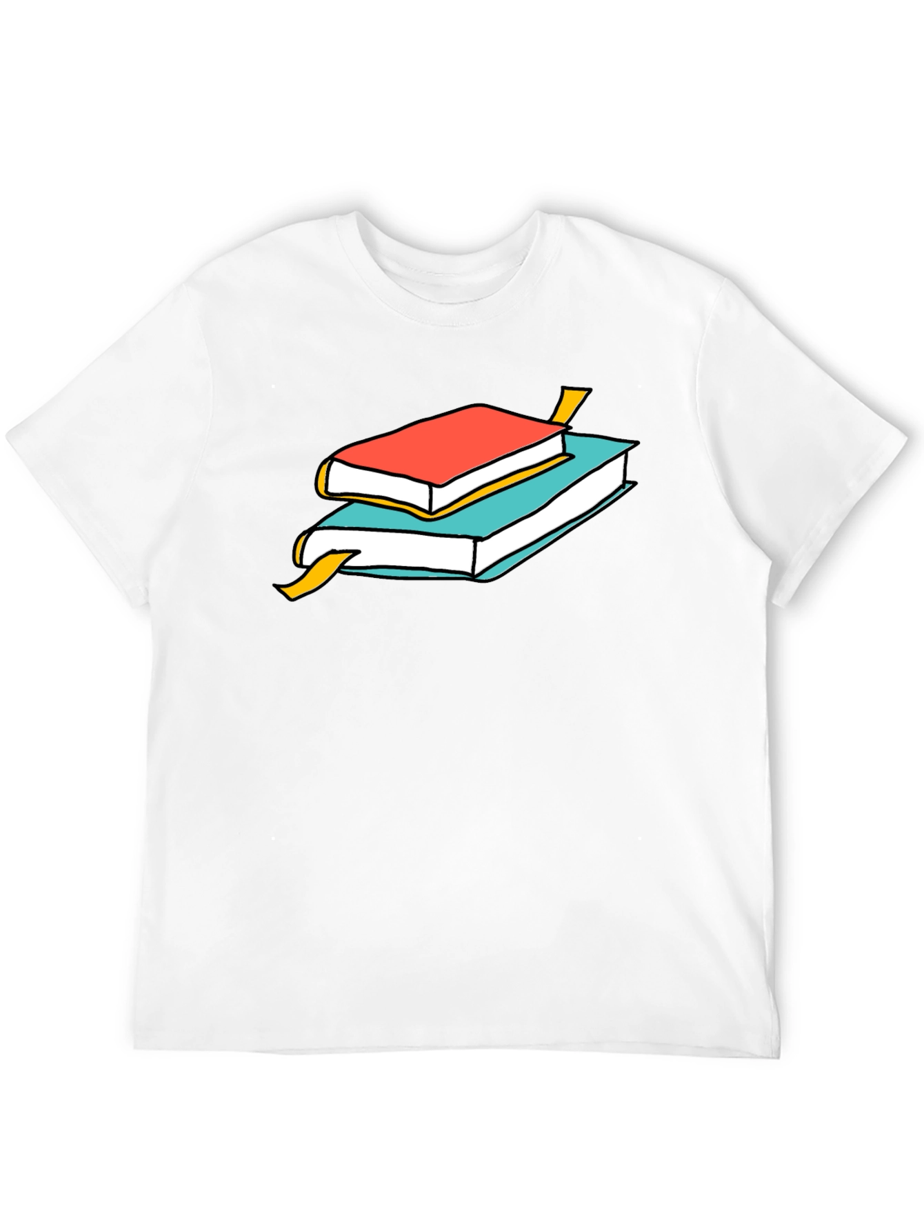 Book Stack Graphic Tee - Casual Cotton T-Shirt