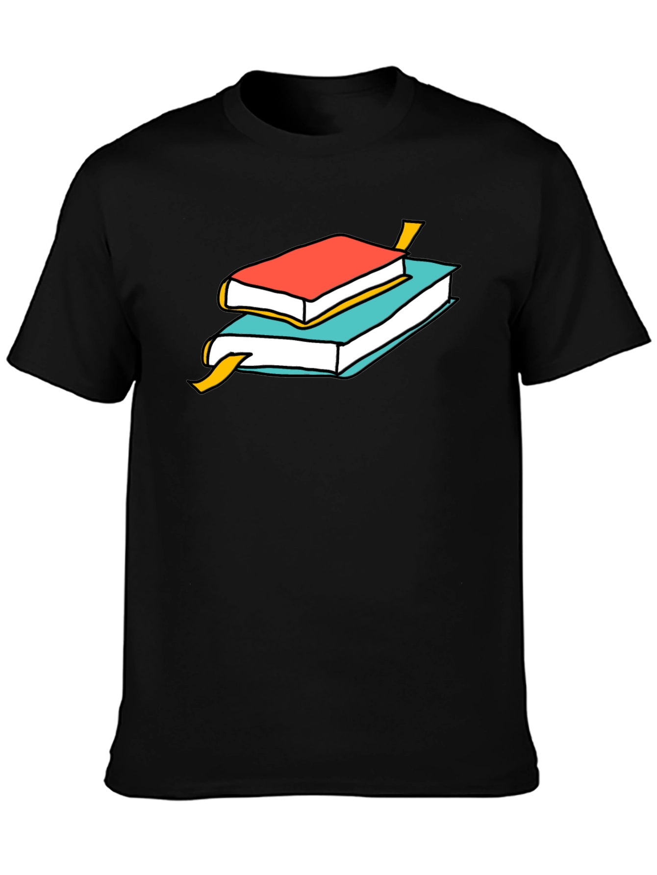Book Stack Graphic Tee - Casual Cotton T-Shirt