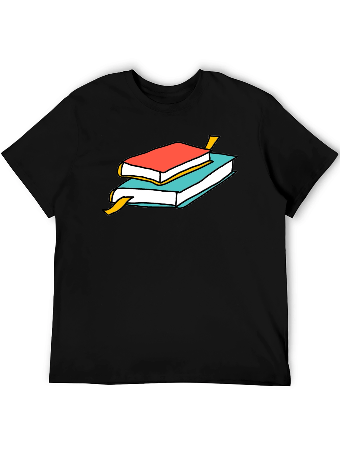 Book Stack Graphic Tee - Casual Cotton T-Shirt