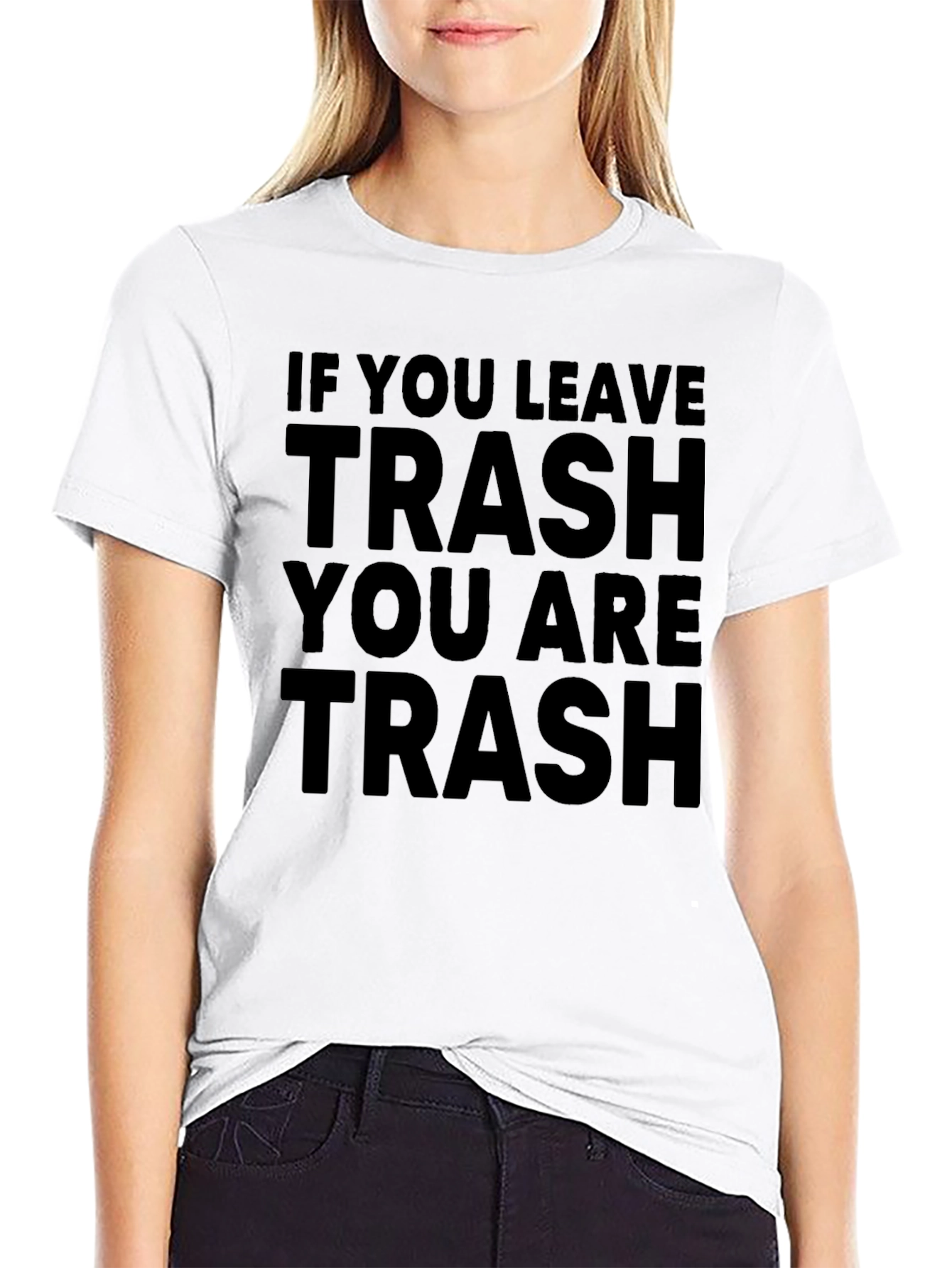 Trash Slogan Black T-Shirt