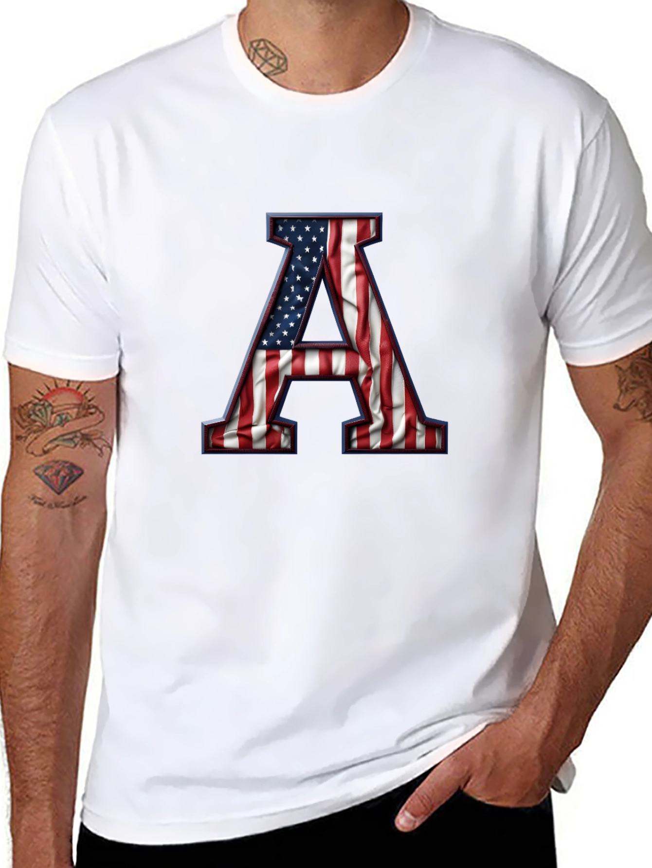 American Flag Letter A Graphic Tee