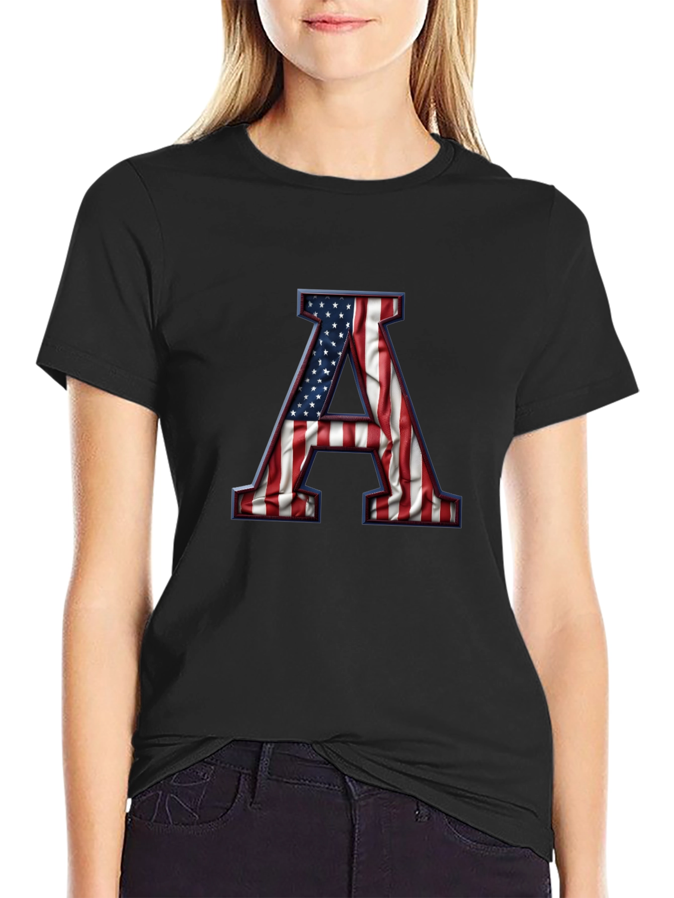 American Flag Letter A Graphic Tee