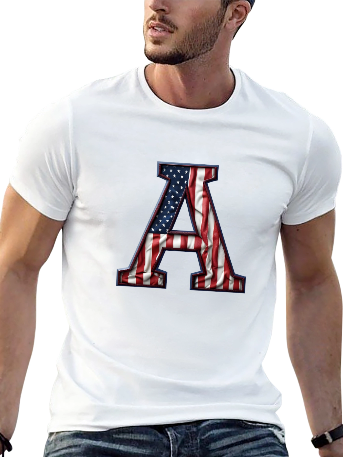 American Flag Letter A Graphic Tee