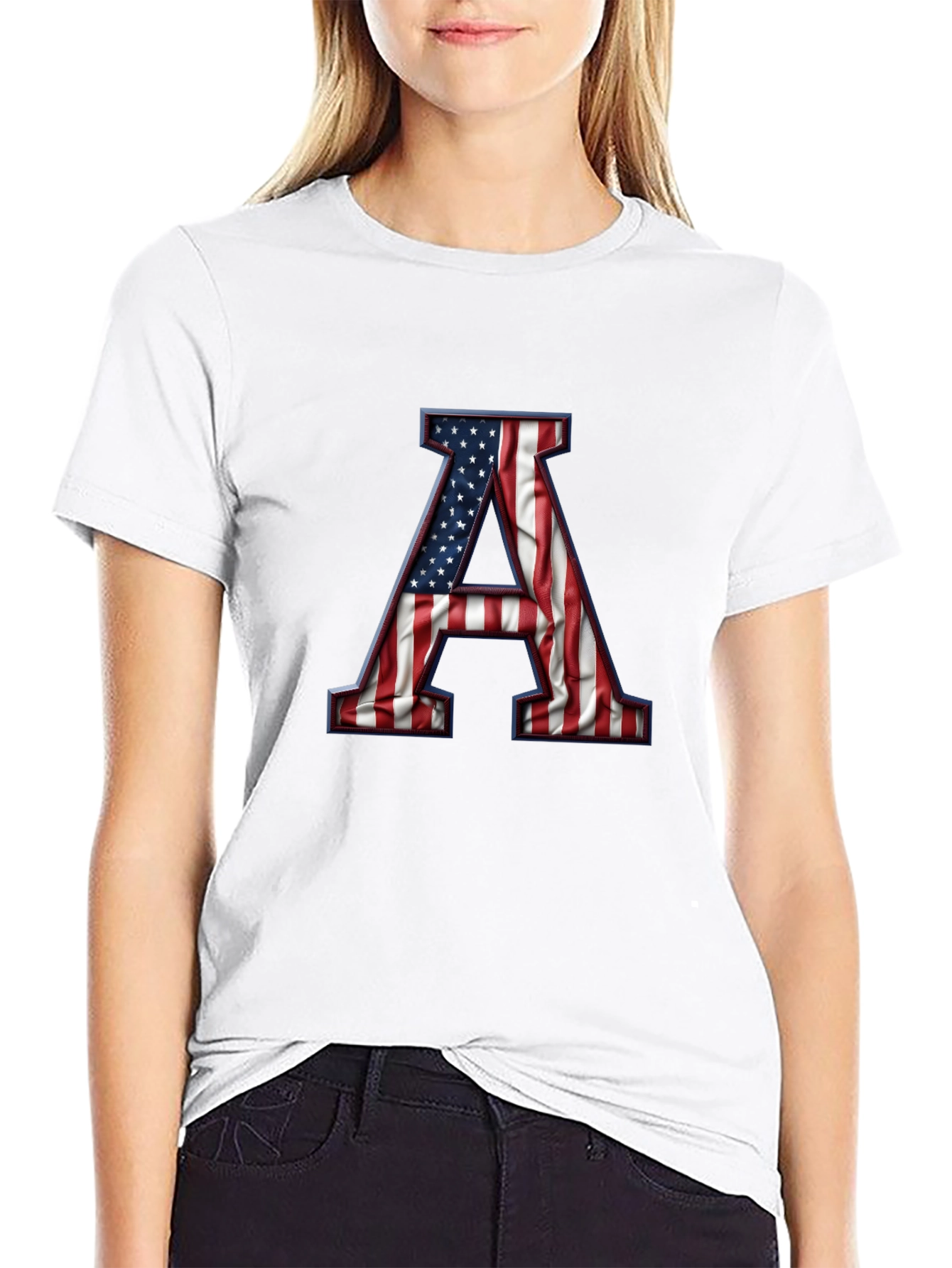 American Flag Letter A Graphic Tee