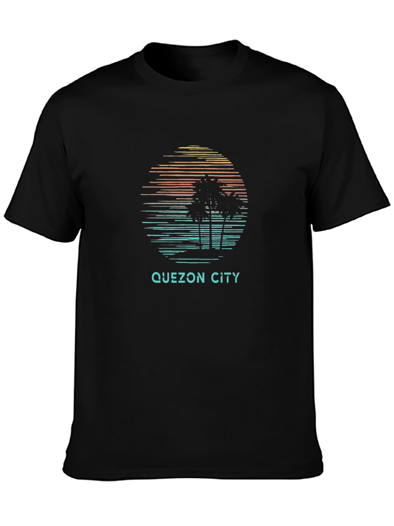 Quezon City Graphic Tee - Retro Palm Tree Design