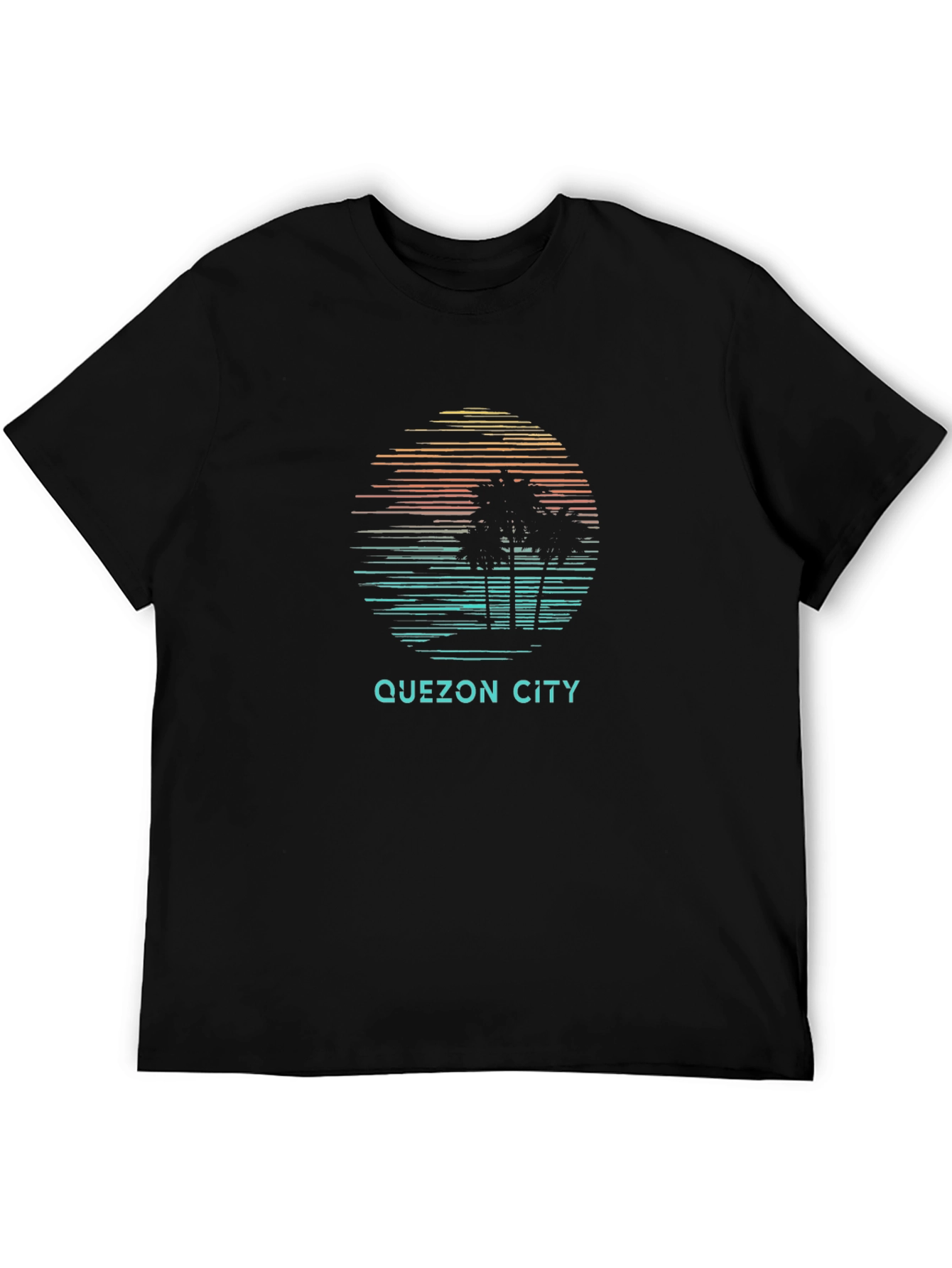 Quezon City Graphic Tee - Retro Palm Tree Design