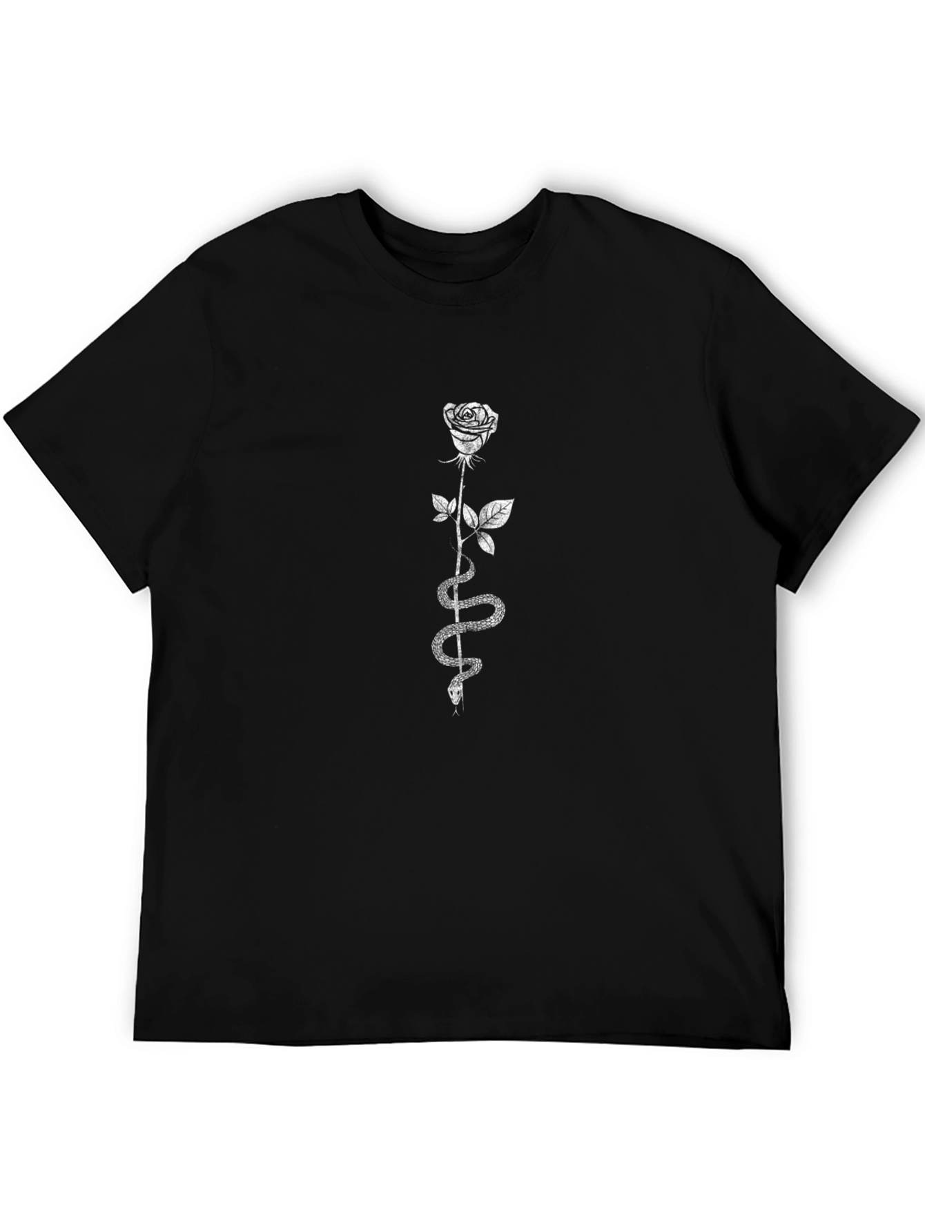 Rose and Snake Graphic Tee - Unisex Black T-Shirt