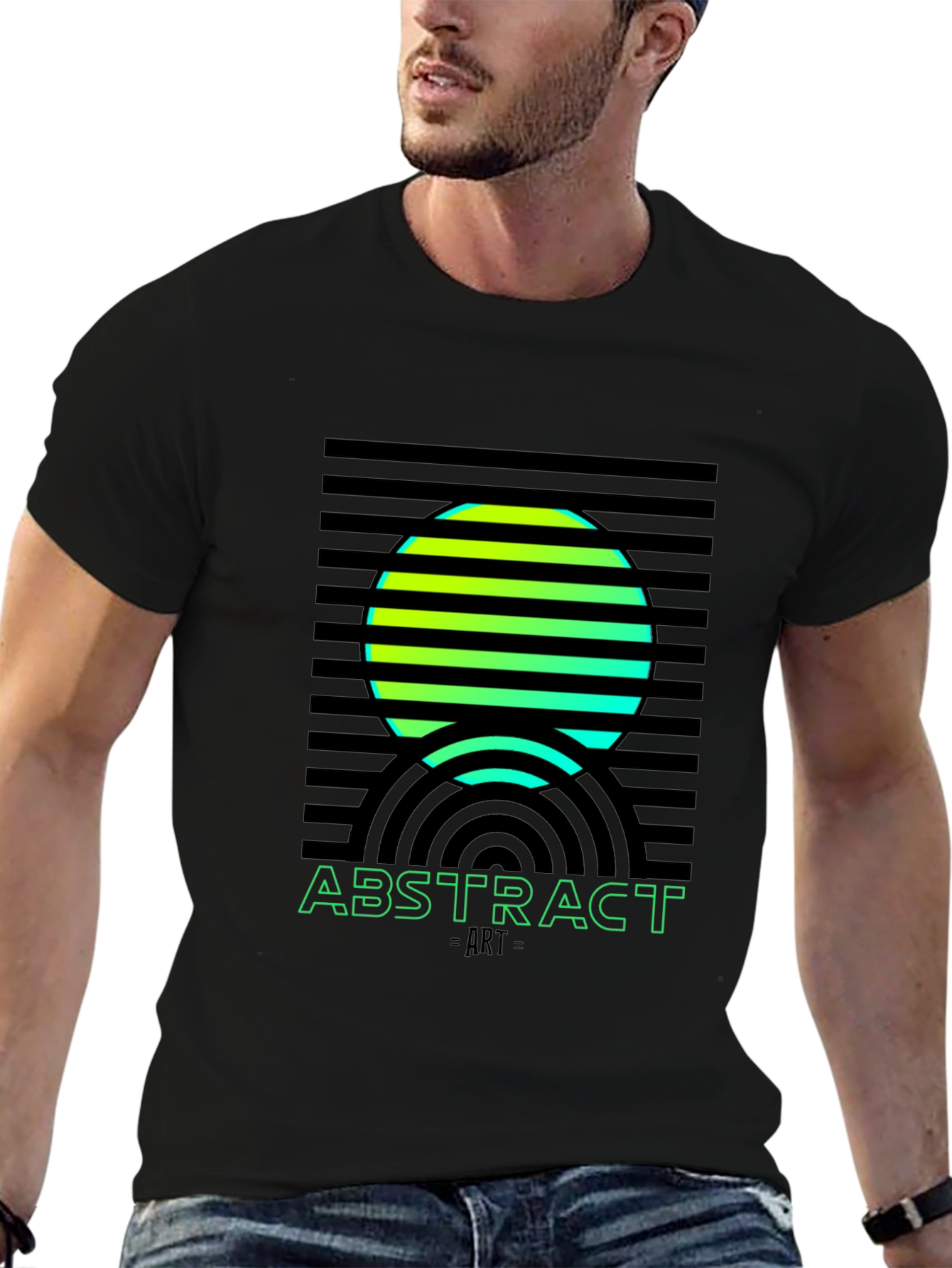 Abstract Art Graphic Tee - Black