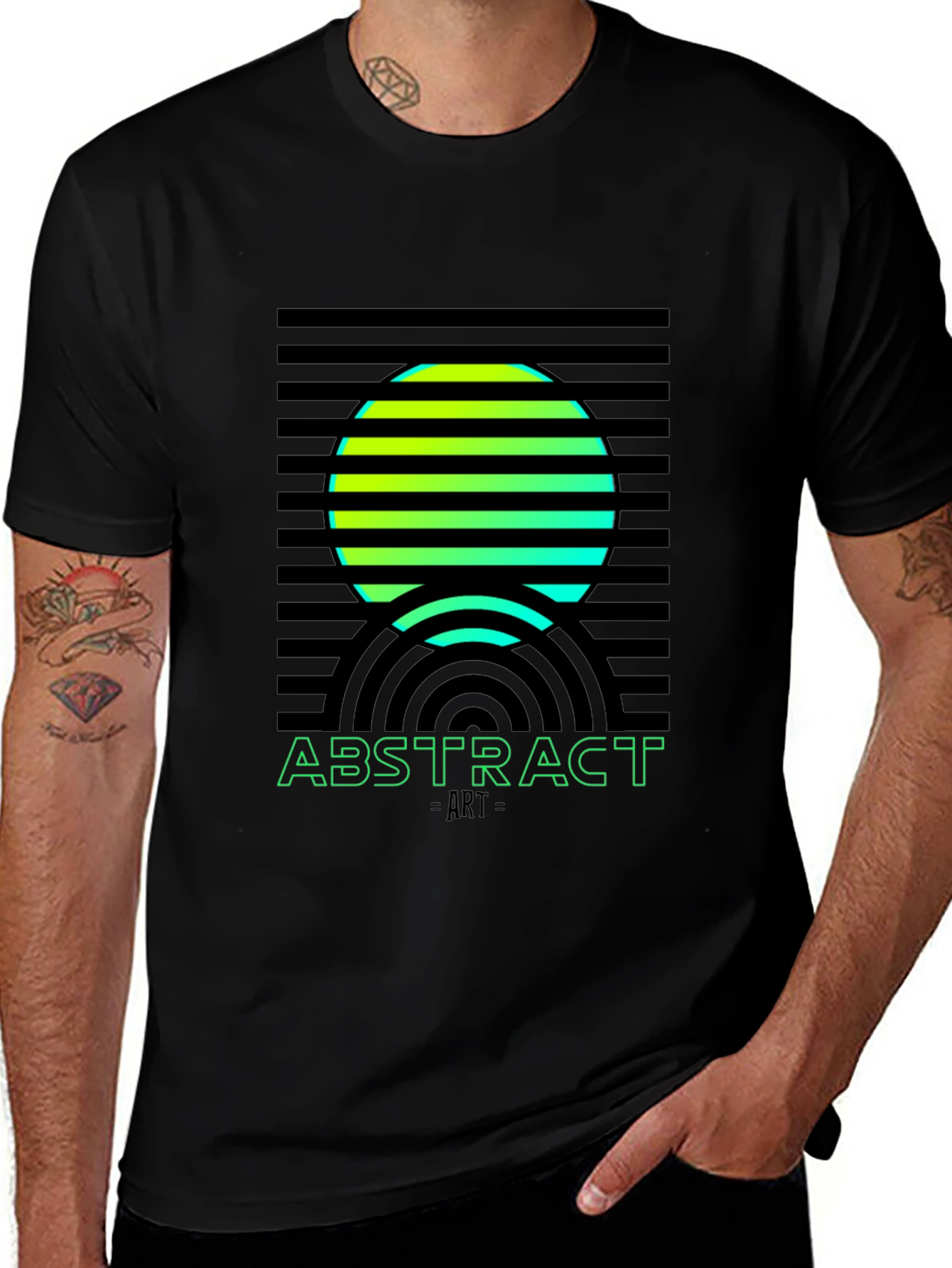 Abstract Art Graphic Tee - Black