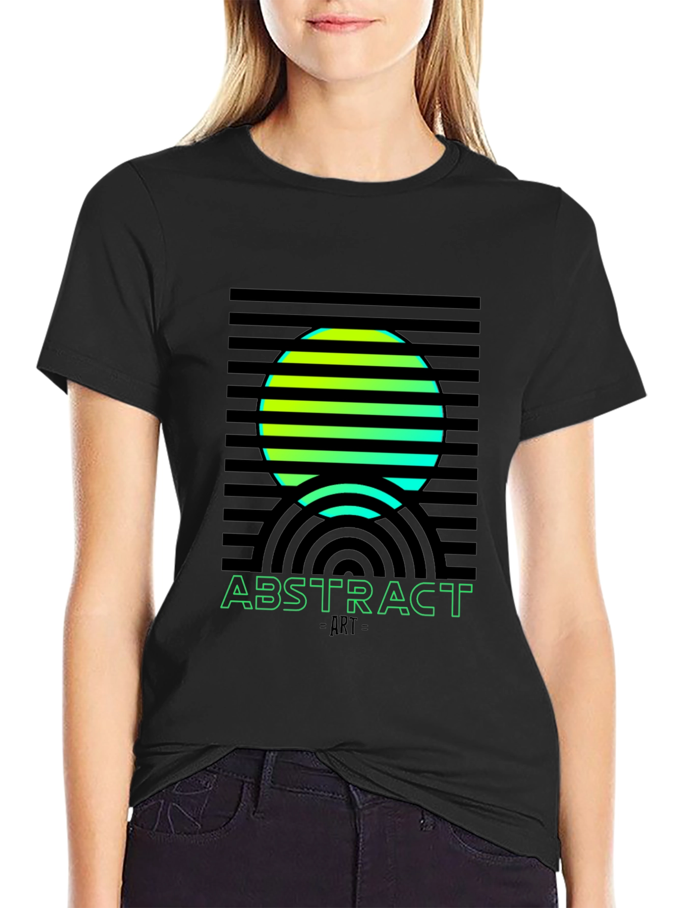 Abstract Art Graphic Tee - Black