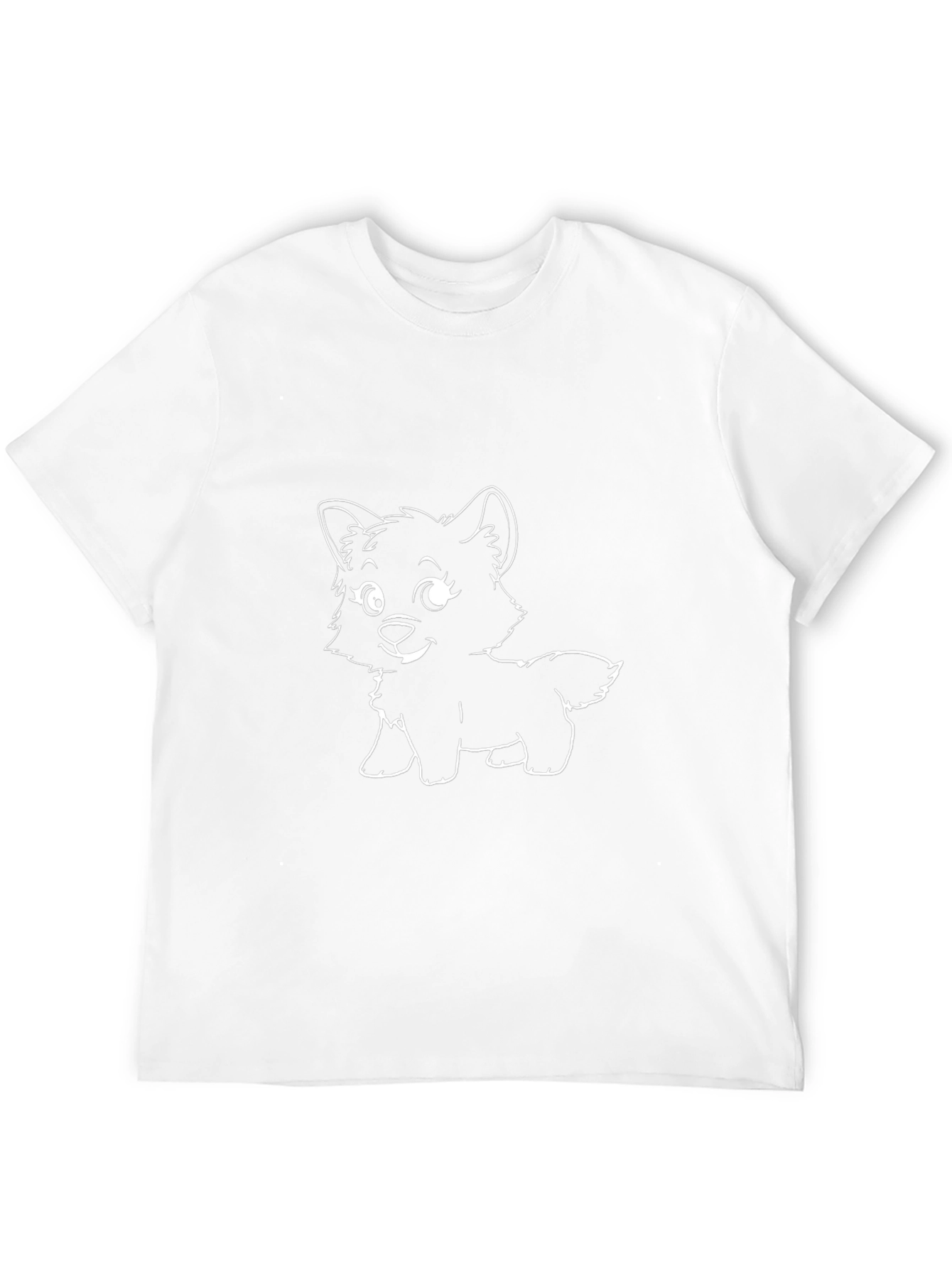 Cute Cartoon Dog Graphic Tee - Black Cotton T-Shirt