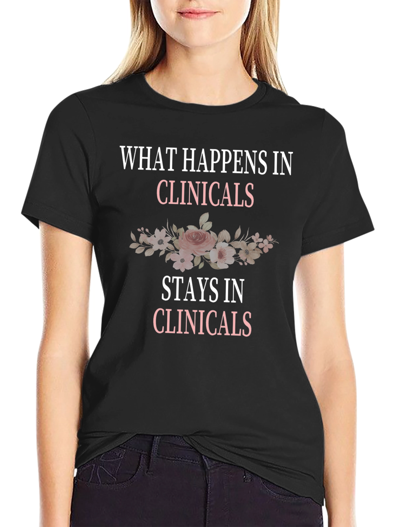 Clinicals Black Crewneck T-Shirt