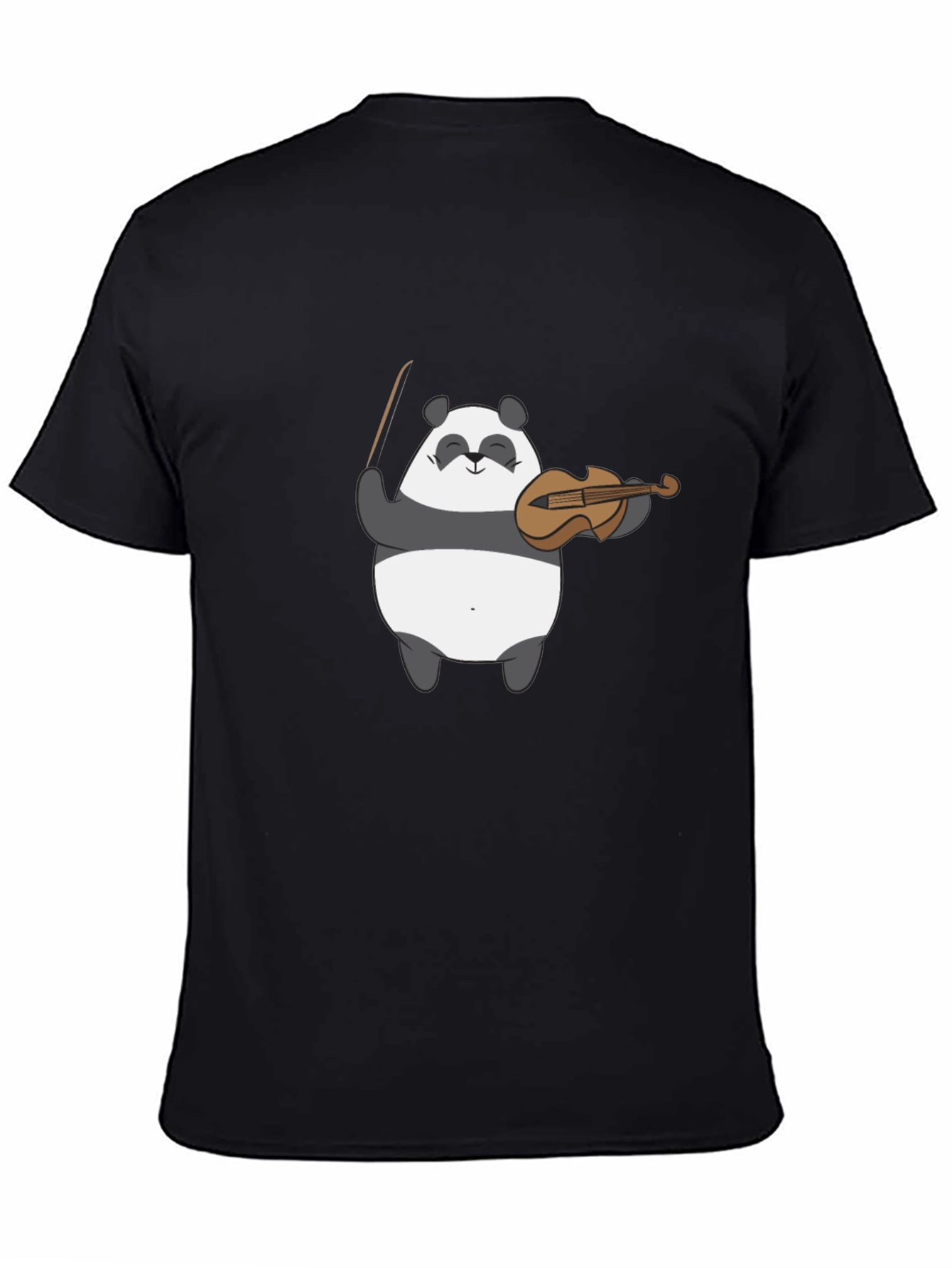 Panda Musician Graphic Tee - Black Cotton T-Shirt