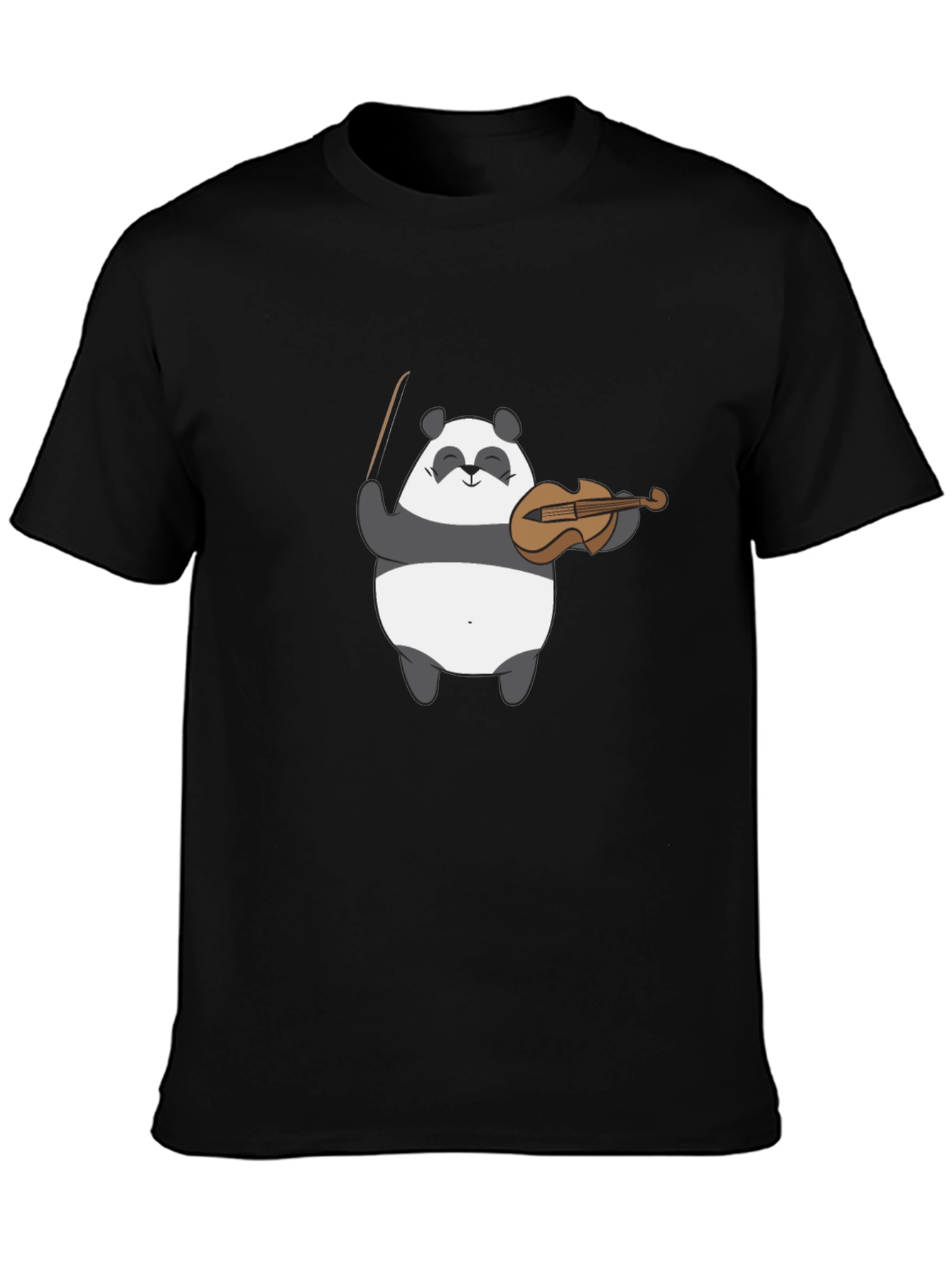 Panda Musician Graphic Tee - Black Cotton T-Shirt