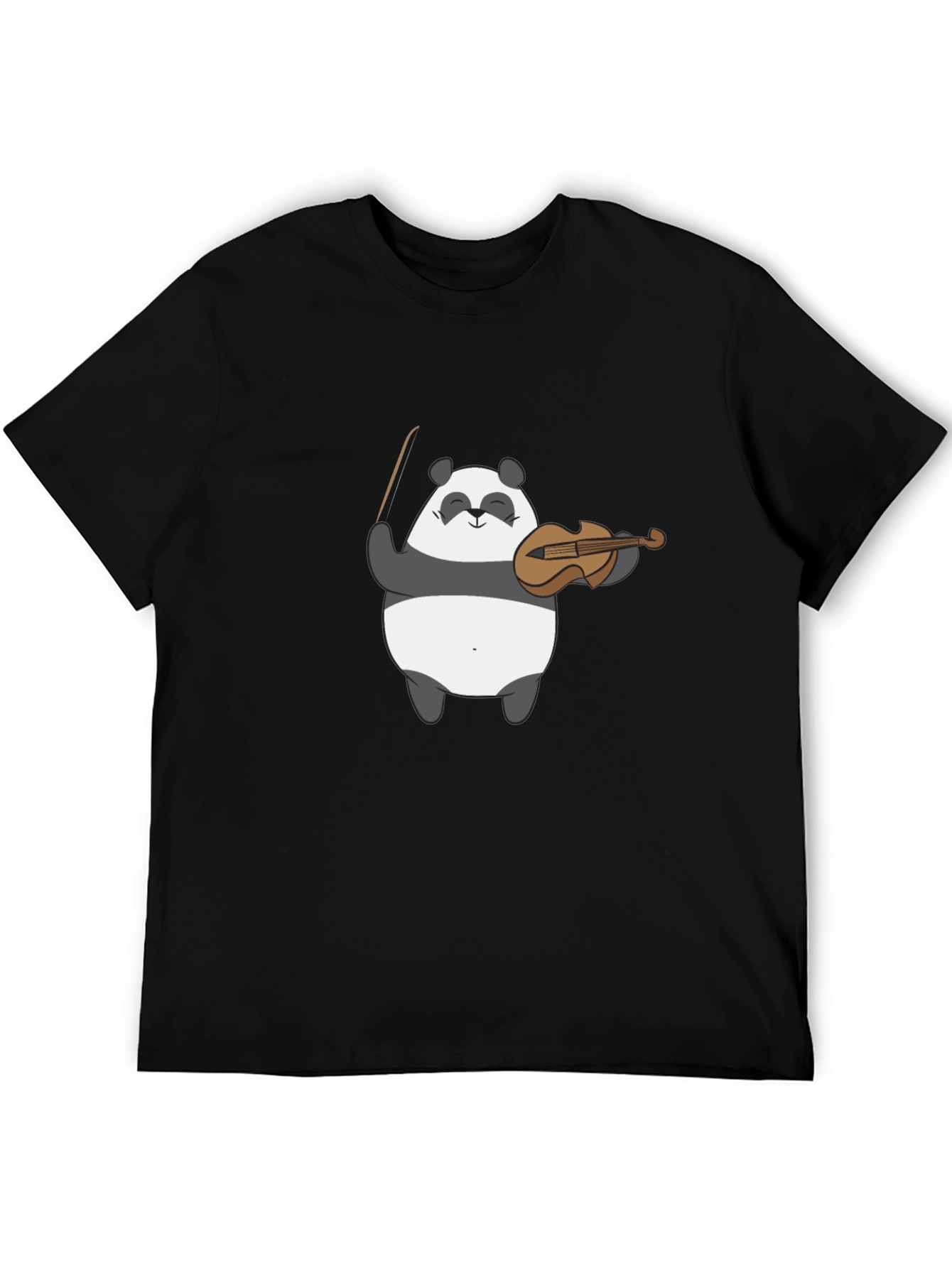 Panda Musician Graphic Tee - Black Cotton T-Shirt