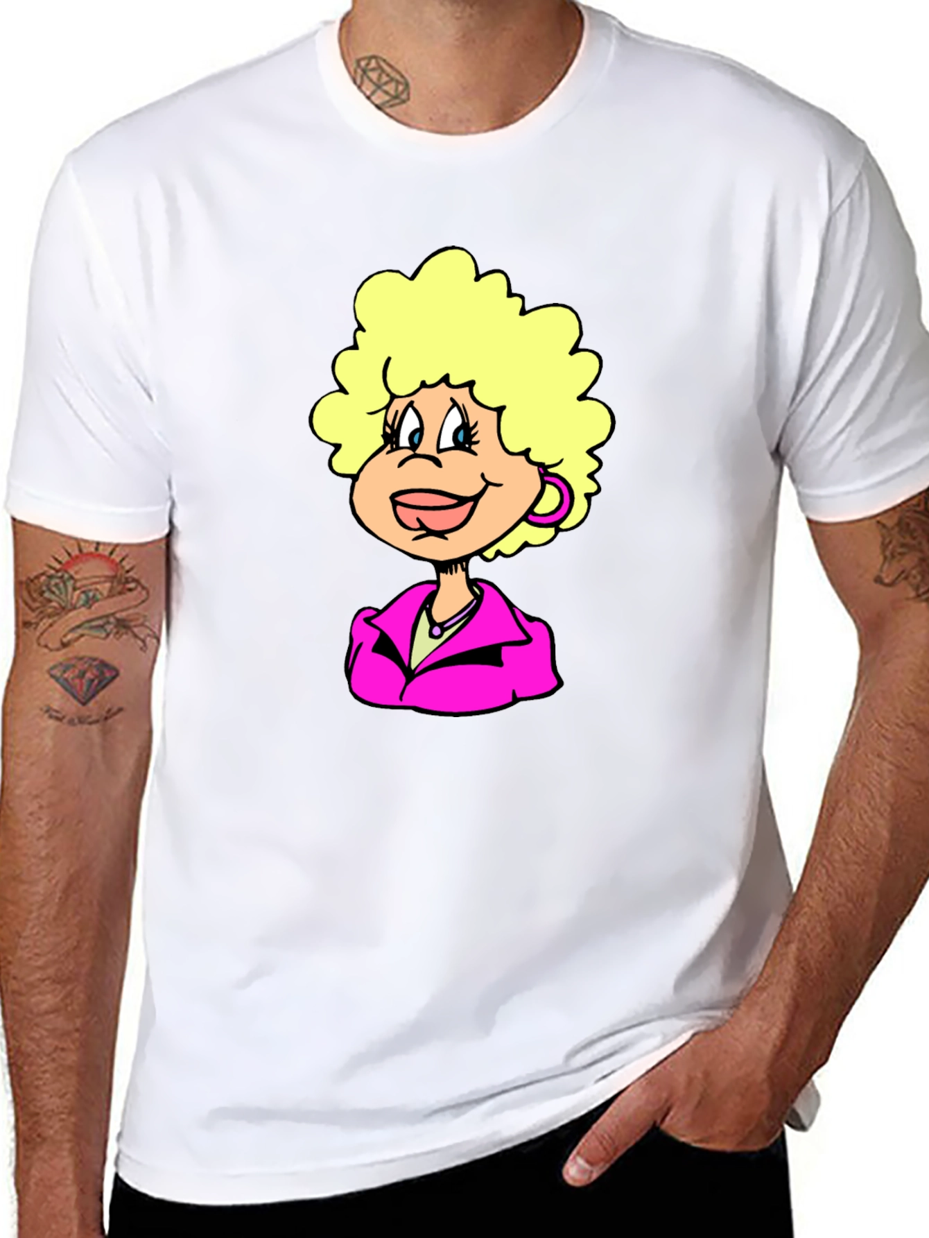 Fun Cartoon Character Graphic Tee - Black