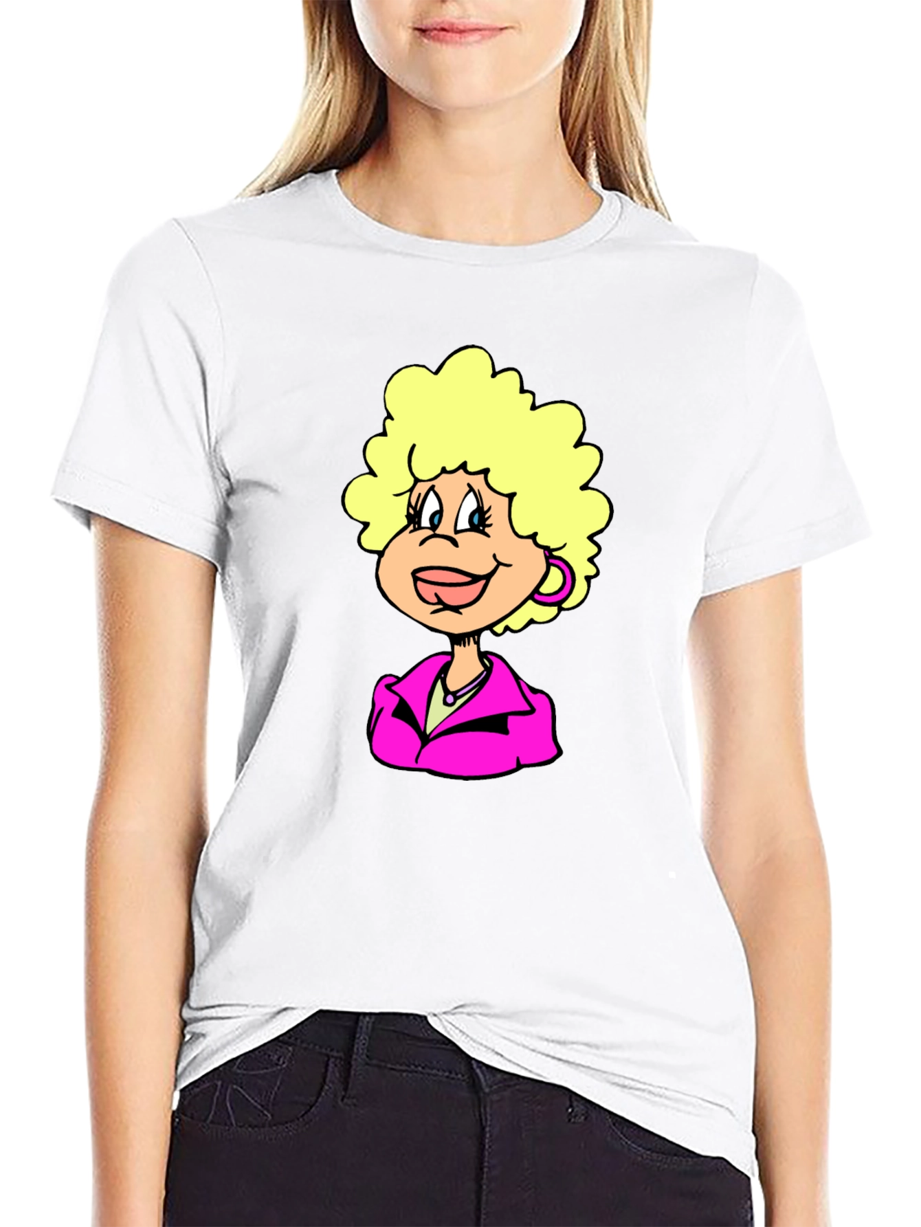 Fun Cartoon Character Graphic Tee - Black